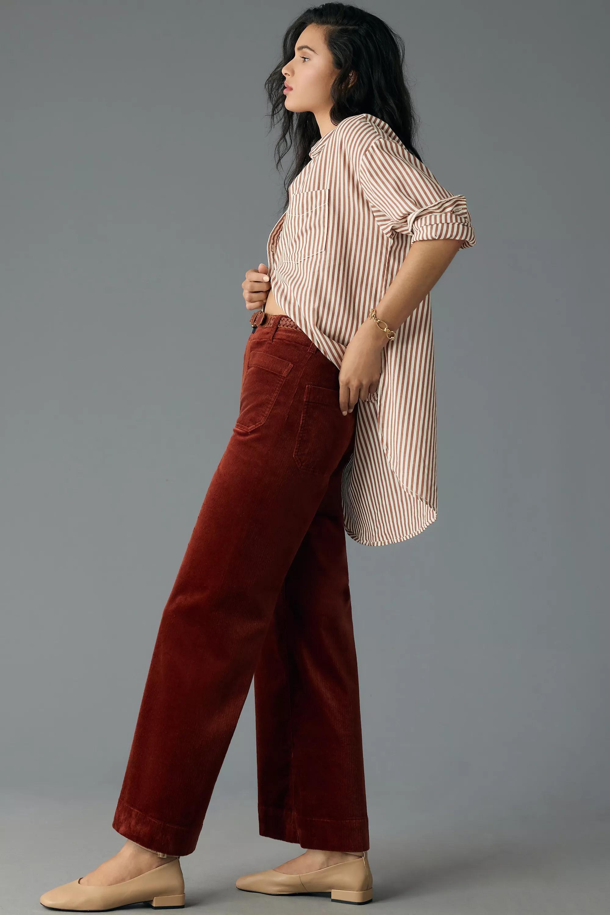 Anthropologie - Maeve Cropped Corduroy Wide-Leg Trousers, Brown