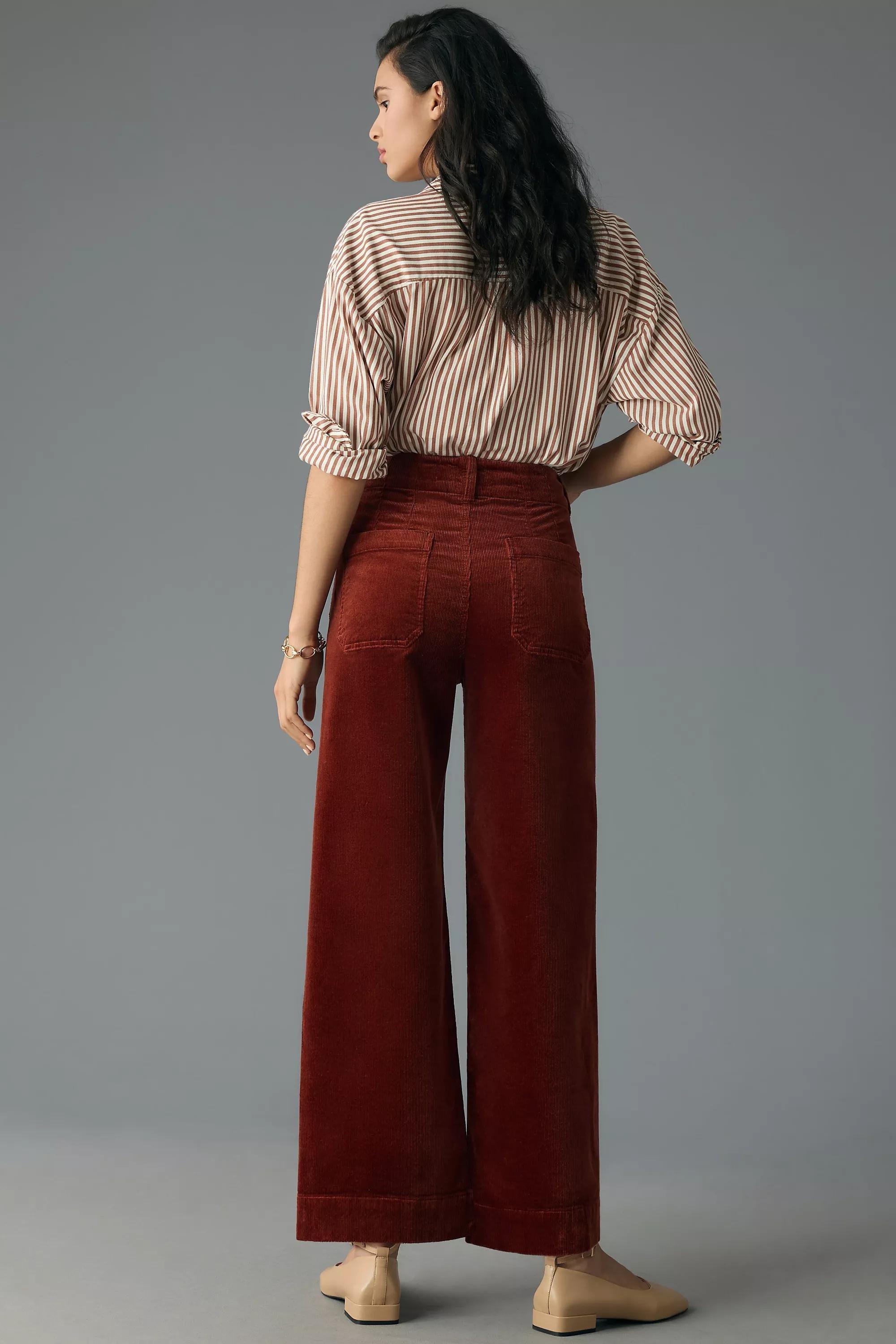 Anthropologie - Maeve Cropped Corduroy Wide-Leg Trousers, Brown
