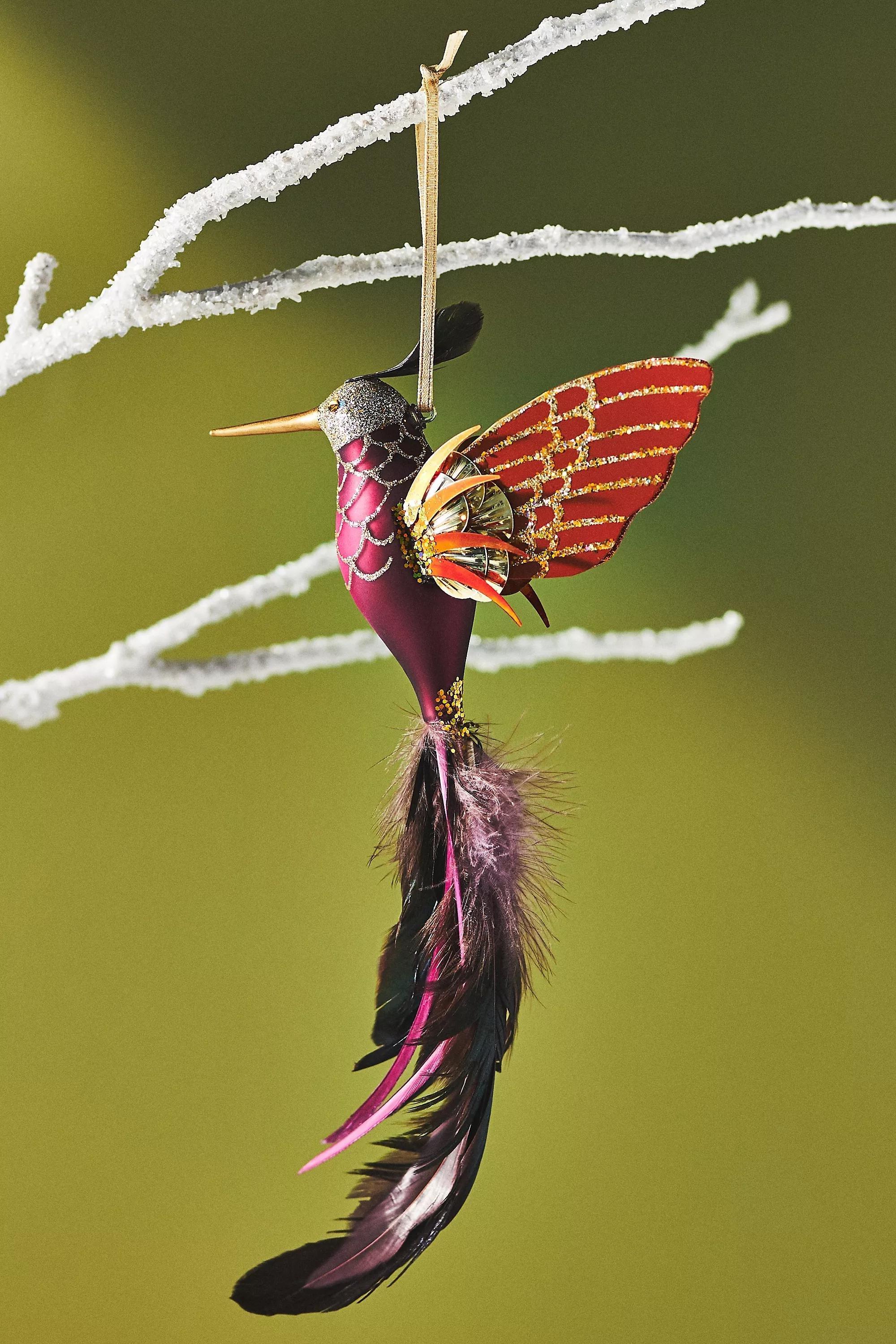Glass Hummingbird Ornament, Pink, , large image number 0