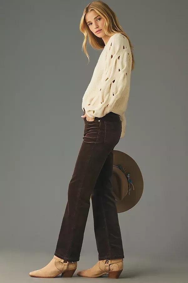 Pilcro Mid-Rise Corduroy Crop Flare Jeans, Brown, , large image number 0