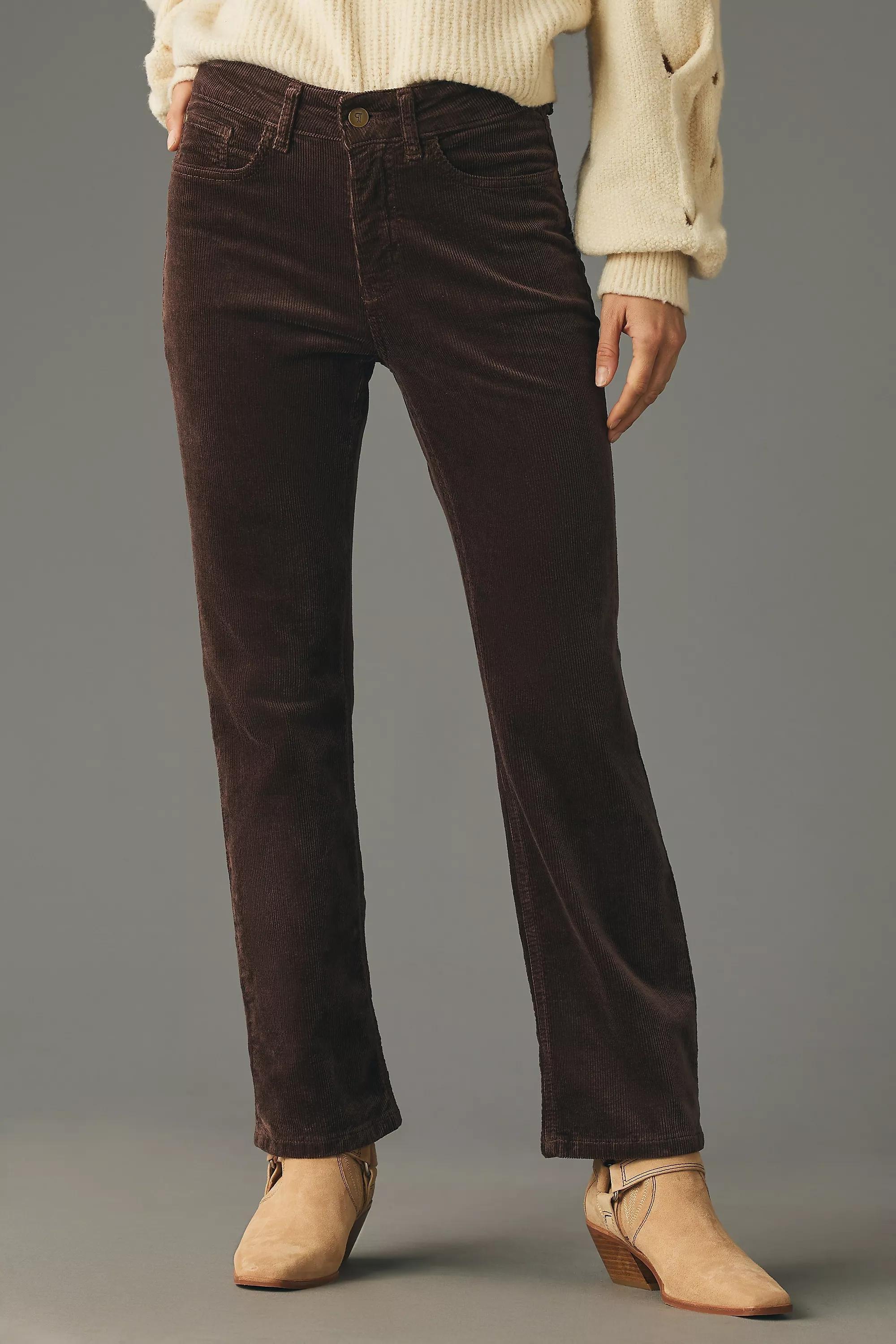 Pilcro Mid-Rise Corduroy Crop Flare Jeans, Brown, , large image number 1