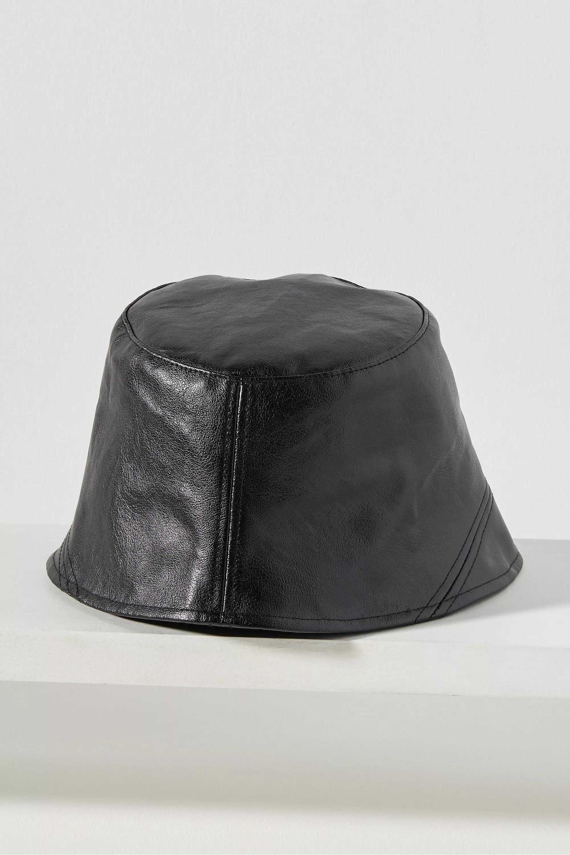 Faux Leather Bucket Hat, Black, A501_0001, large image number 2