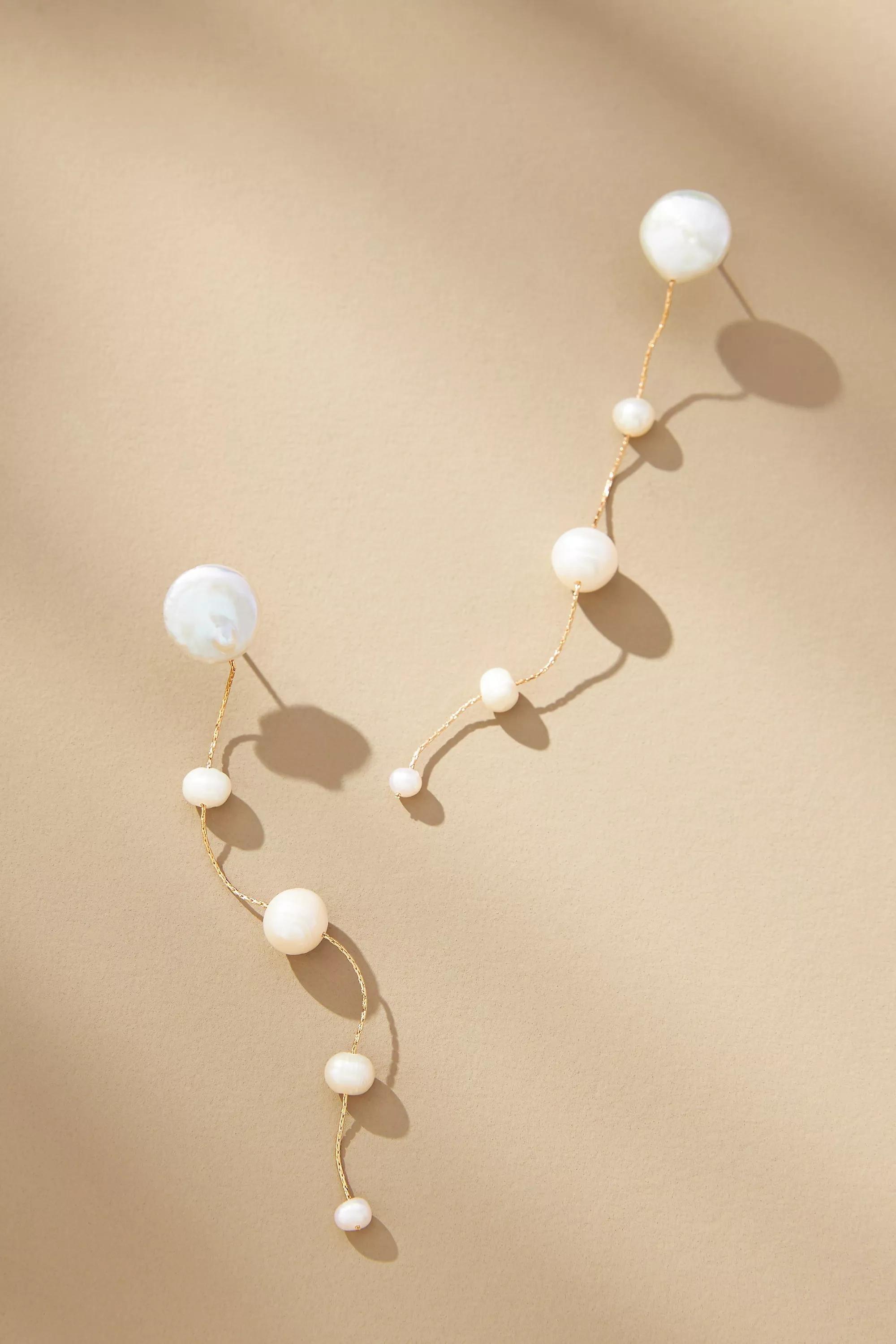 Pearl Strand Earrings, White, , large image number 0