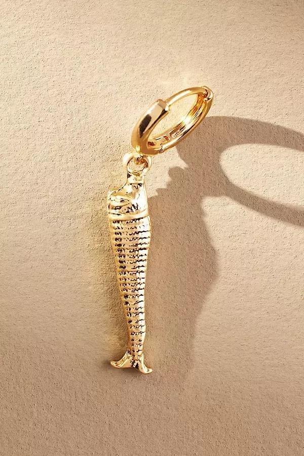 Textured Fish Huggie Earrings, Gold-Plated, , large image number 1