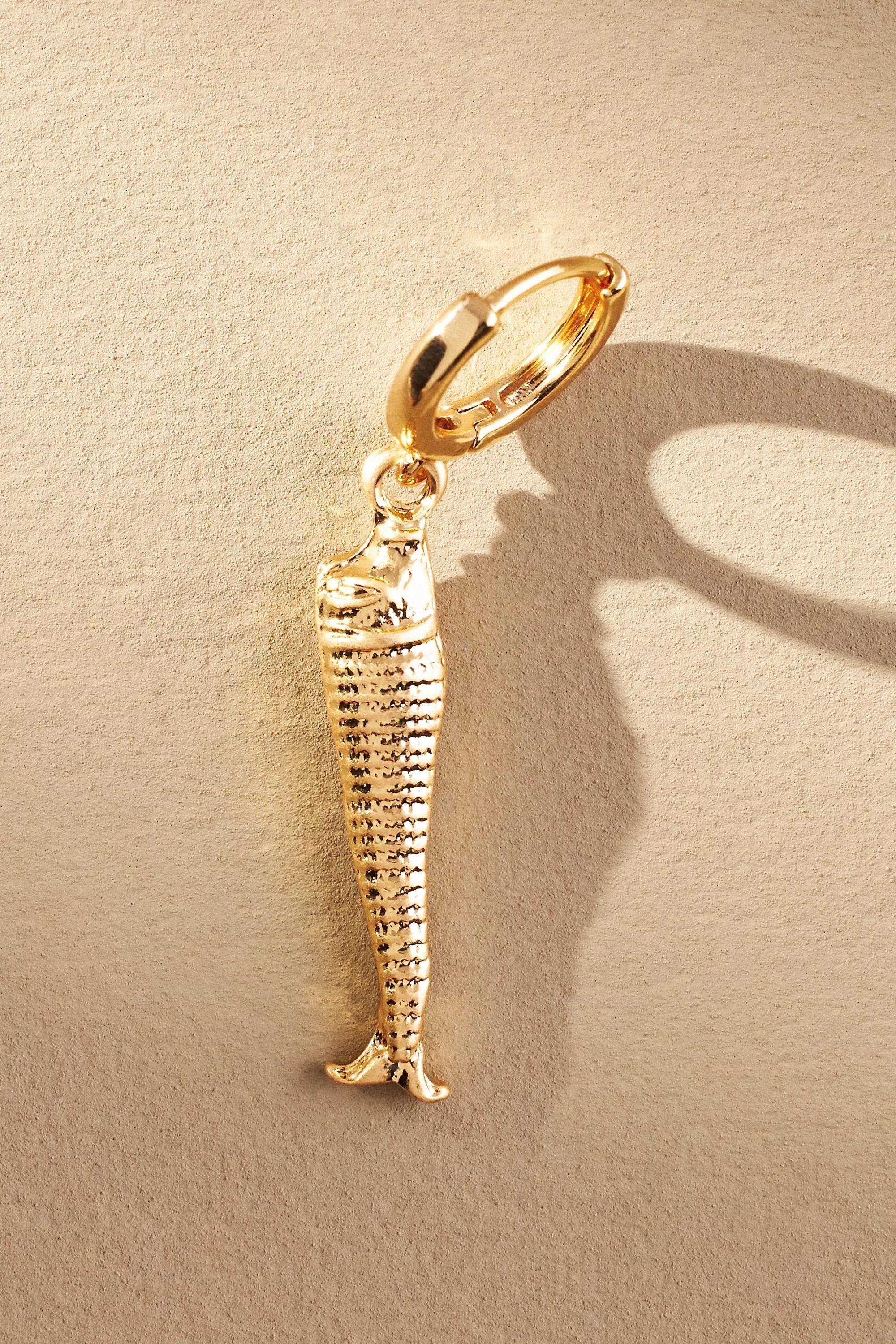 Textured Fish Huggie Earrings, Gold-Plated, , large image number 4