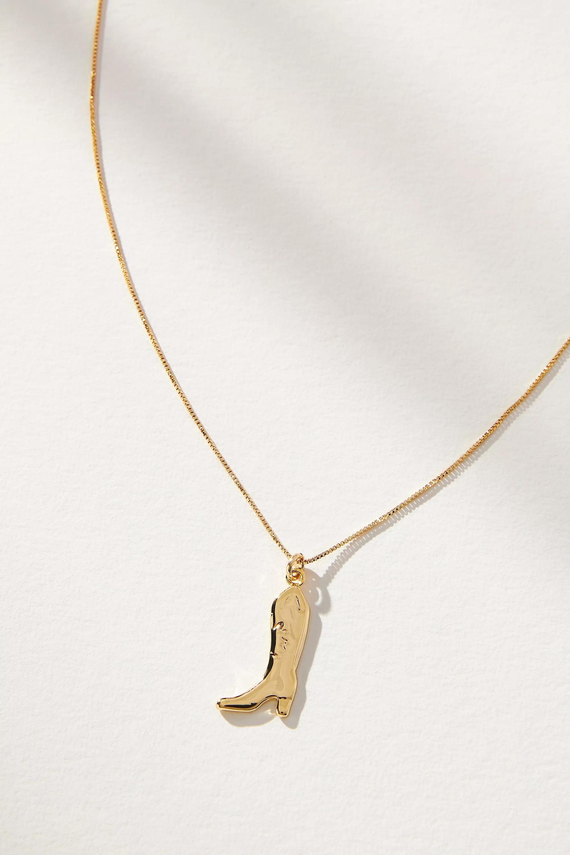 Anthropologie - Pave Cowboy Charm Necklace, Gold-Plated