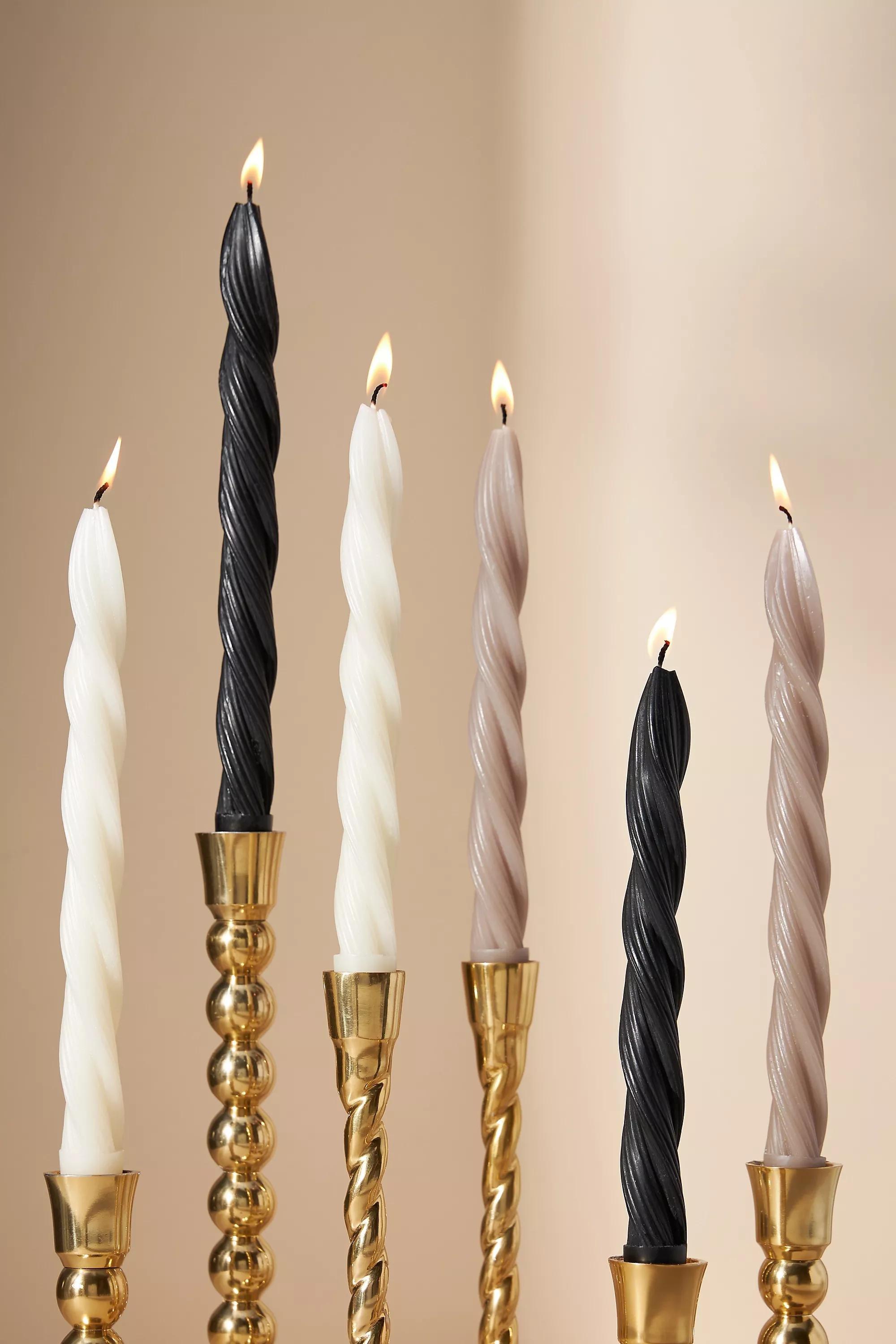 TAN Twisted Taper Candles, Set of 6, , large image number 0
