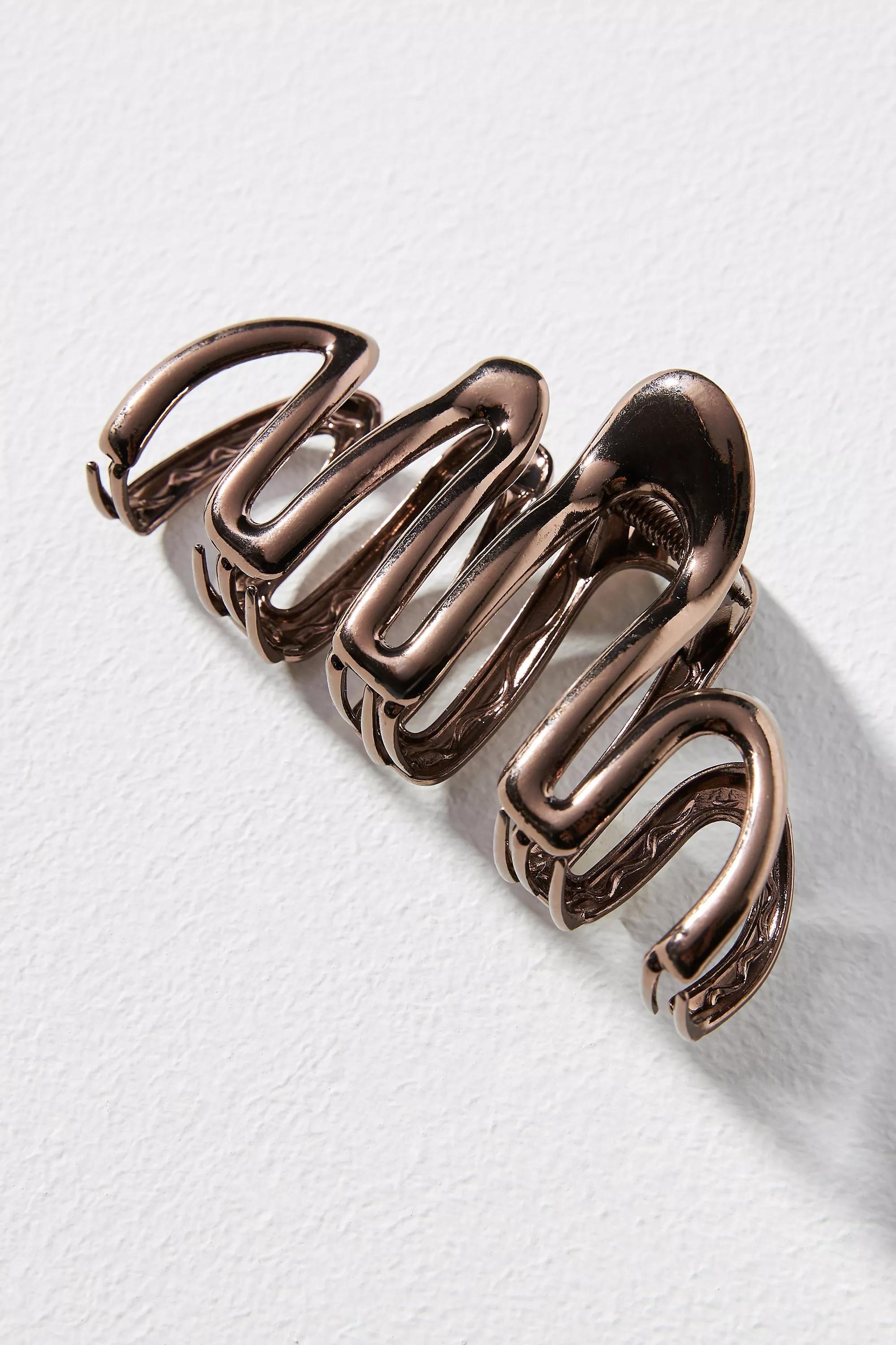 Squiggle Hair Claw Clip, Brown, A501_0027, large image number 0
