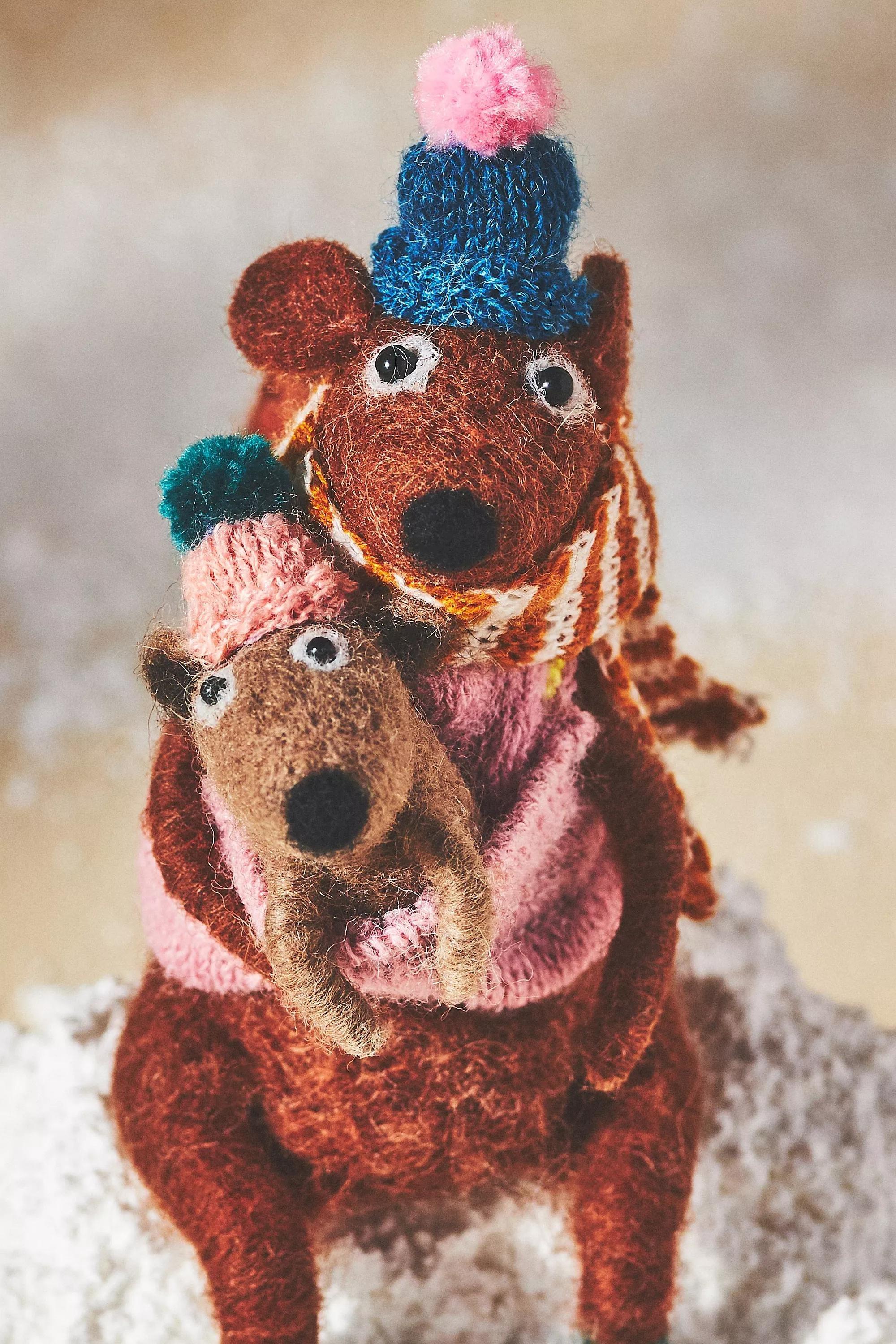 Bundled-Up Wool Animal Ornament, Multicolour, A501_0000, large image number 2