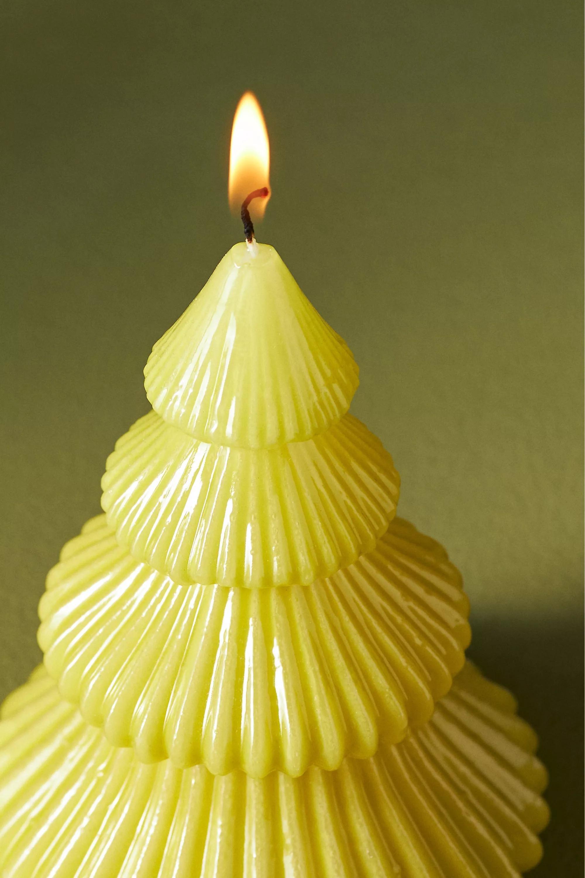 High Gloss Wax Yellow Tree Short Candle, Green, A501_0702, large image number 3