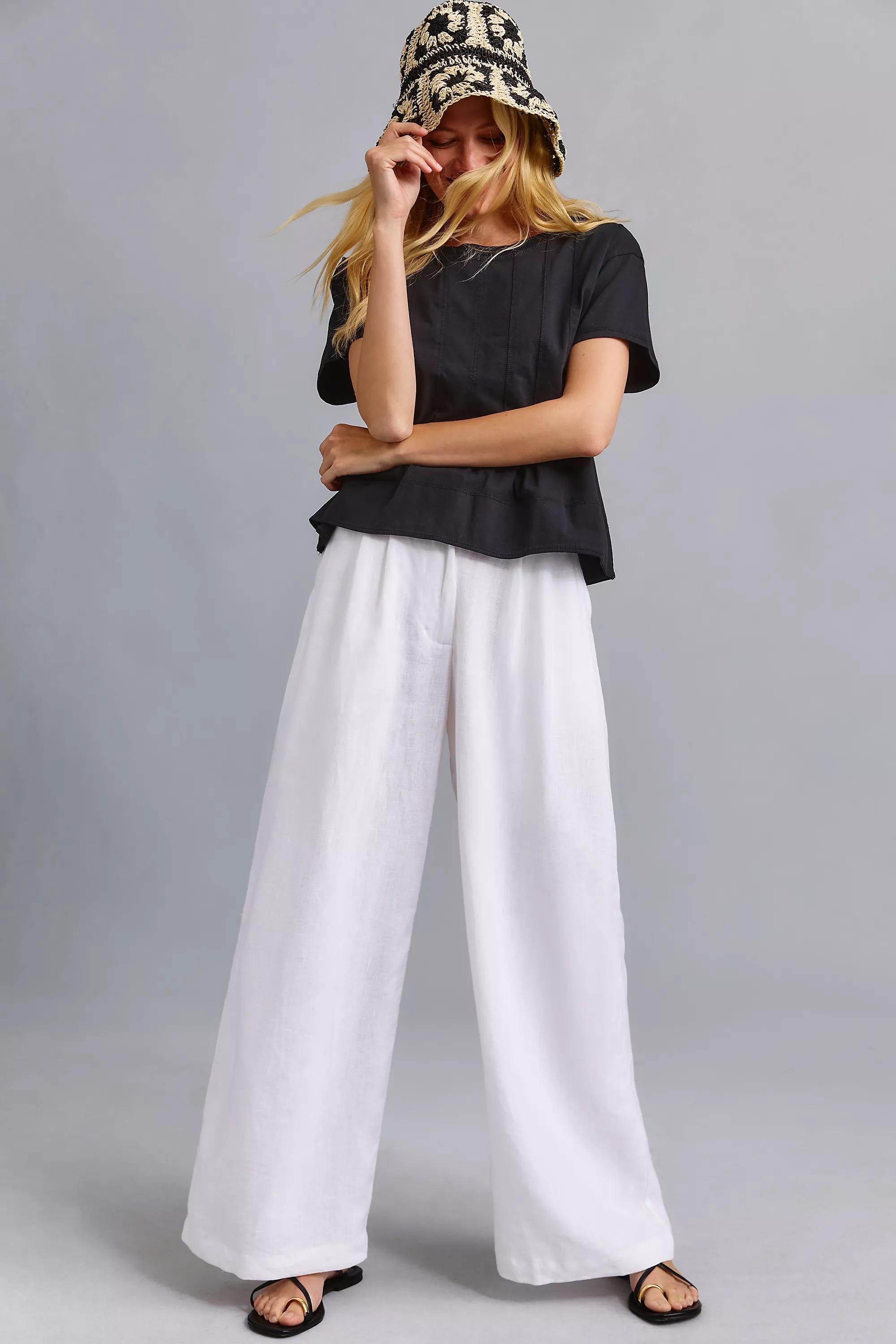 Pilcro Pleated Swing Cotton T-Shirt, Black, , large image number 1