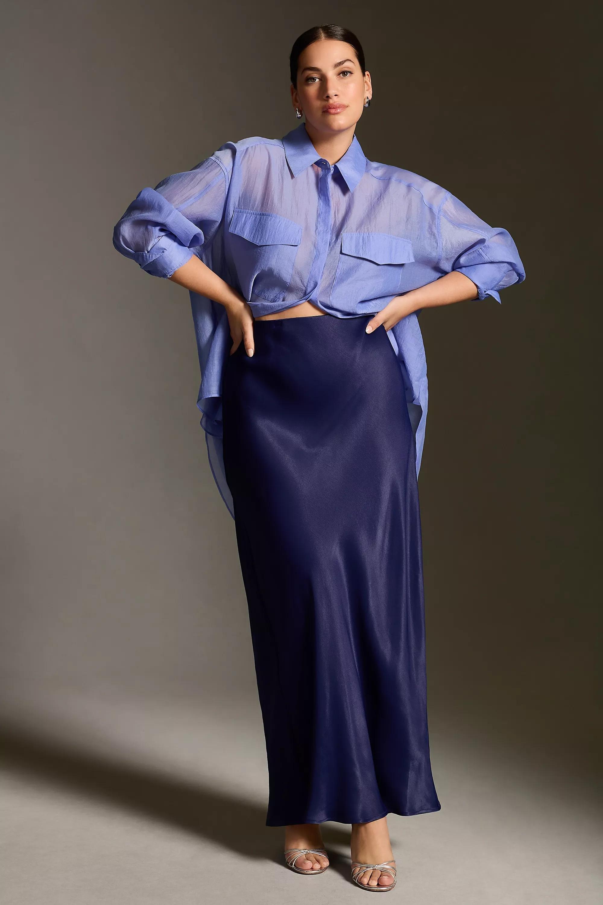 The Tilda Maxi Slip Skirt, Navy, A501_0041, large image number 4
