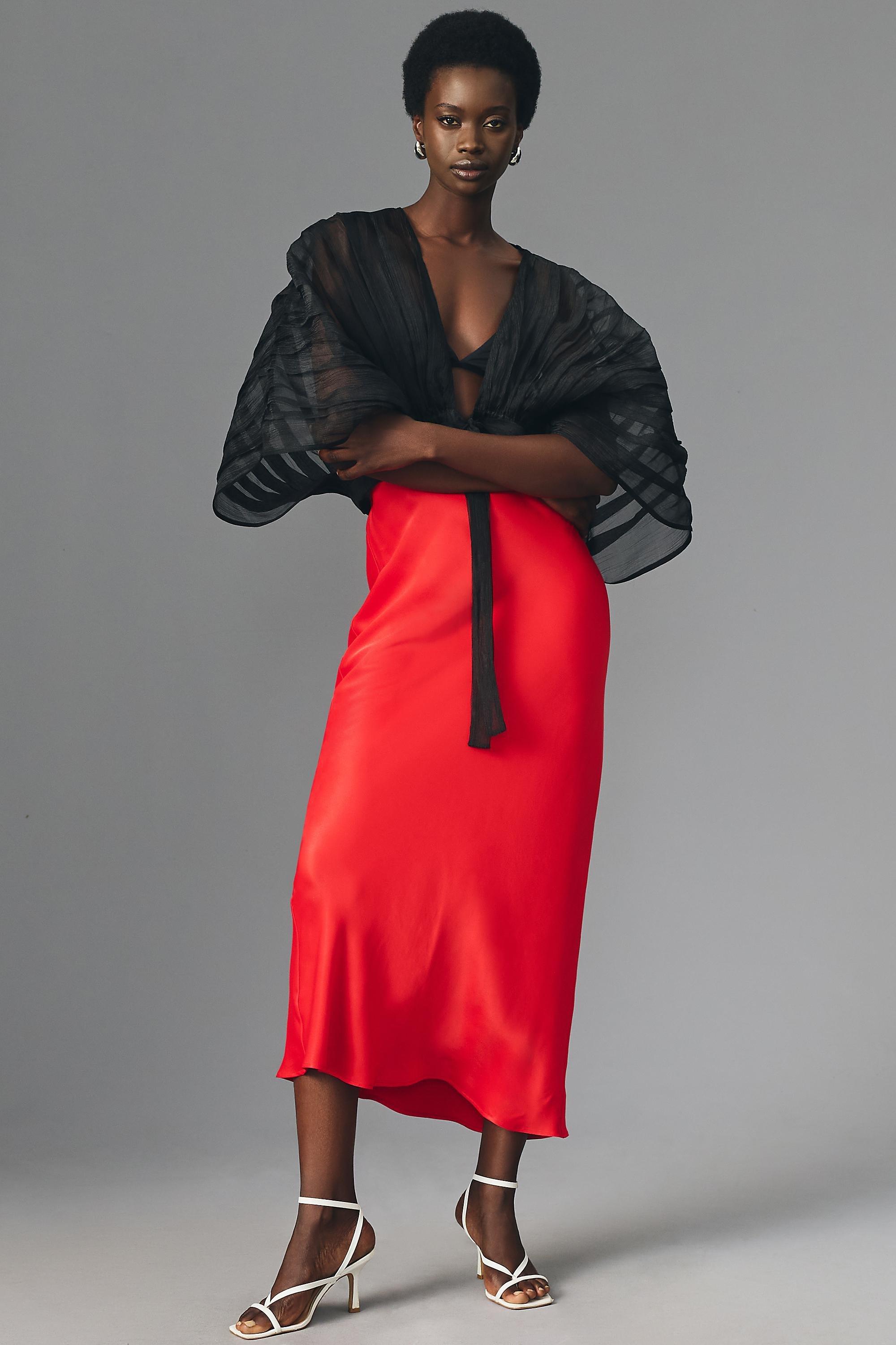 The Tilda Maxi Slip Skirt, Red, , large image number 0