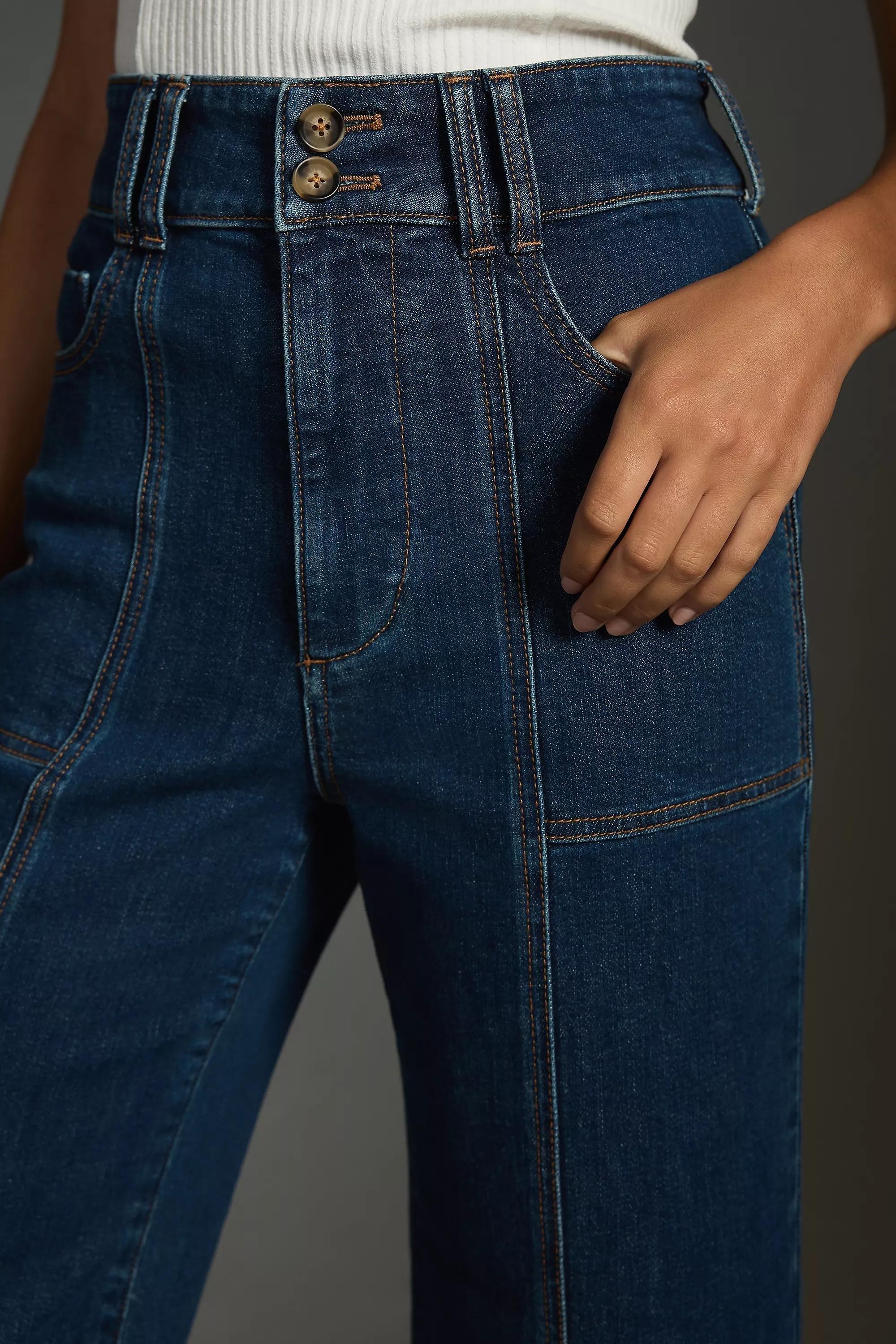 Denim High-Rise Crop Wide-Leg Jeans: Seamed Edition, Blue, A501_0091, large image number 2