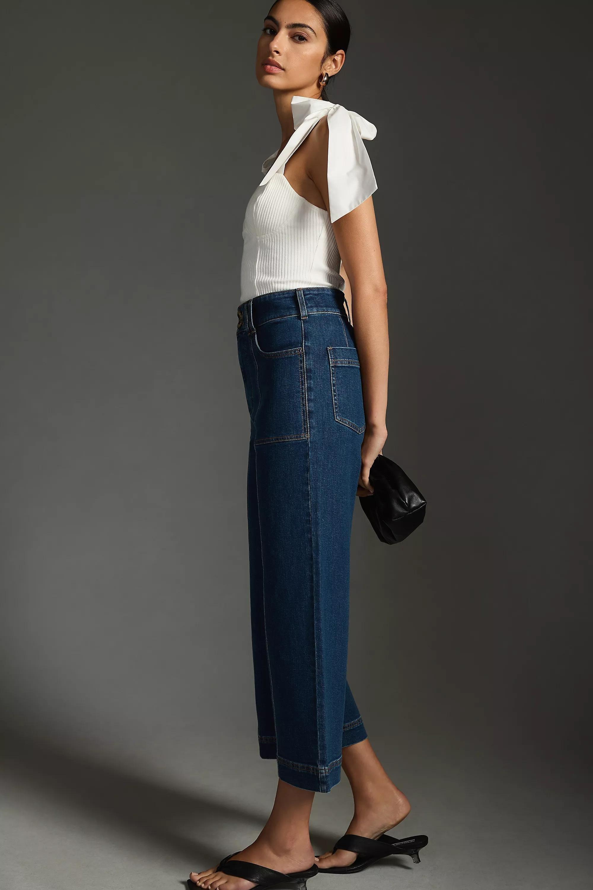 Denim High-Rise Crop Wide-Leg Jeans: Seamed Edition, Blue, A501_0091, large image number 4