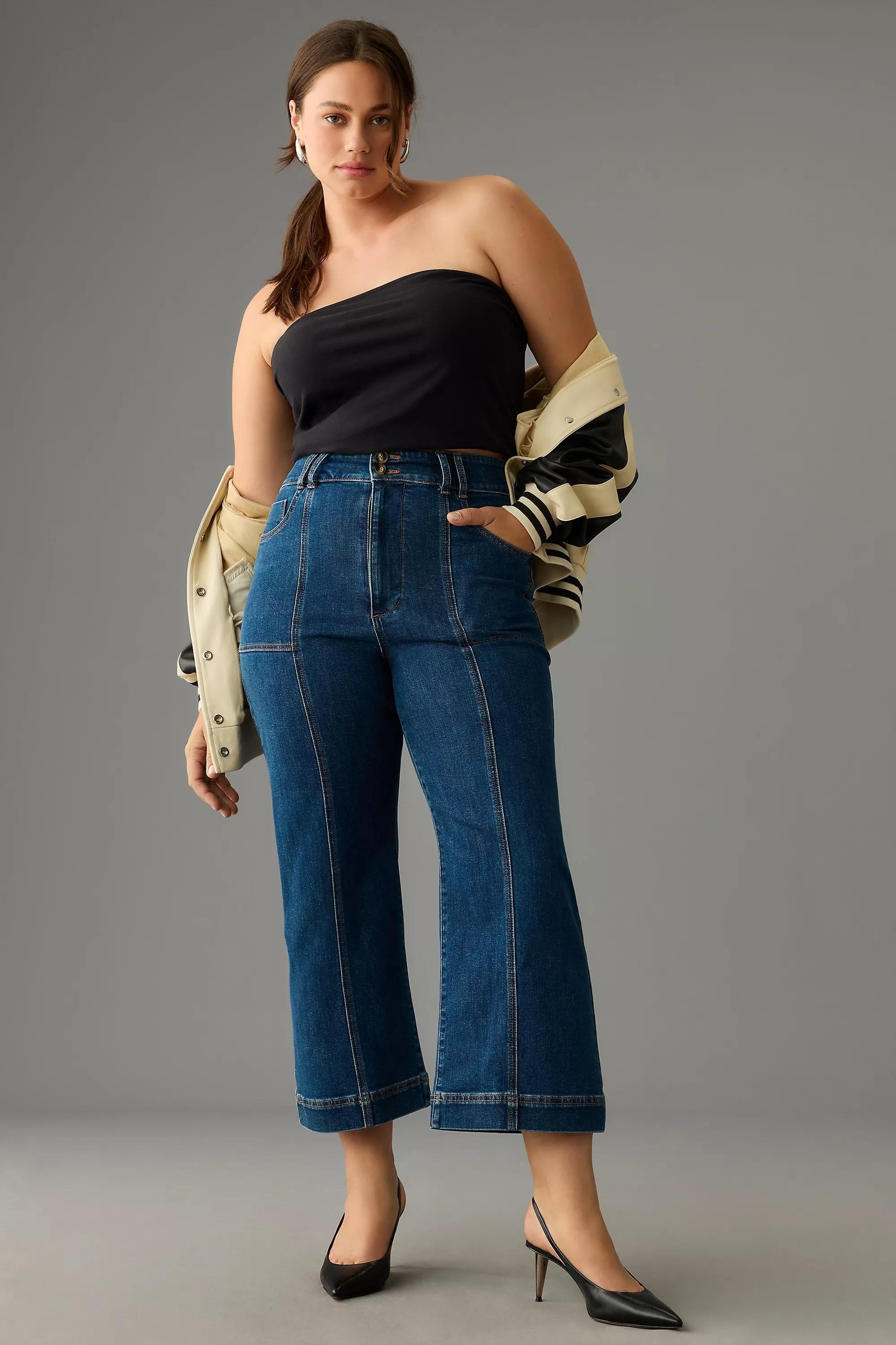 Denim High-Rise Crop Wide-Leg Jeans: Seamed Edition, Blue, A501_0091, large image number 5