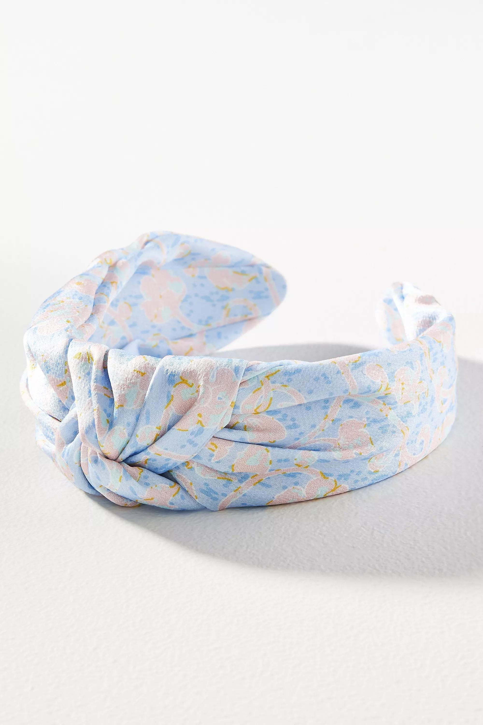 Floral Twist Headband, Blue, A501_0045, large image number 0