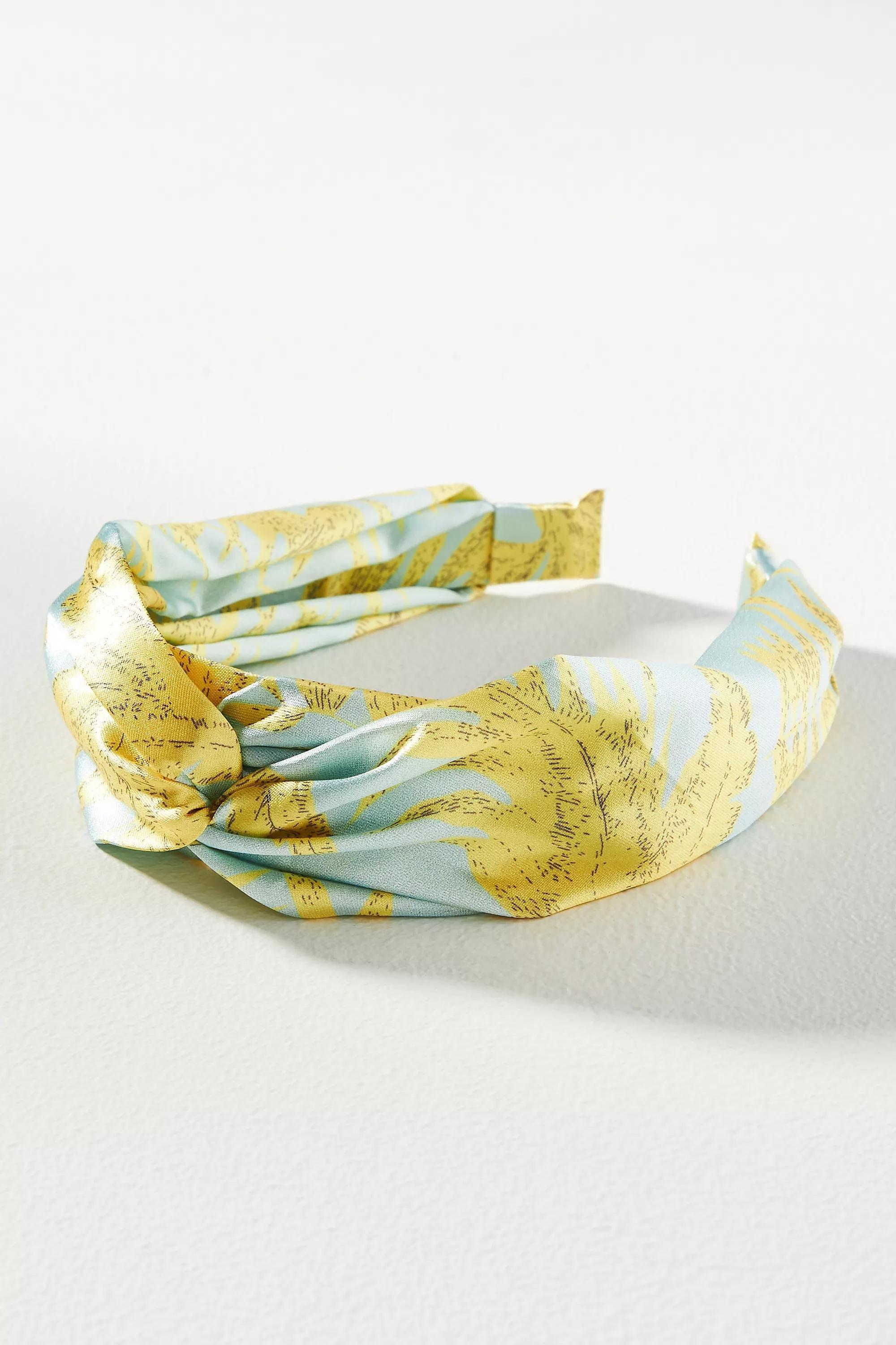 Twist Knot Printed Headband, Green, A501_0102, large image number 0