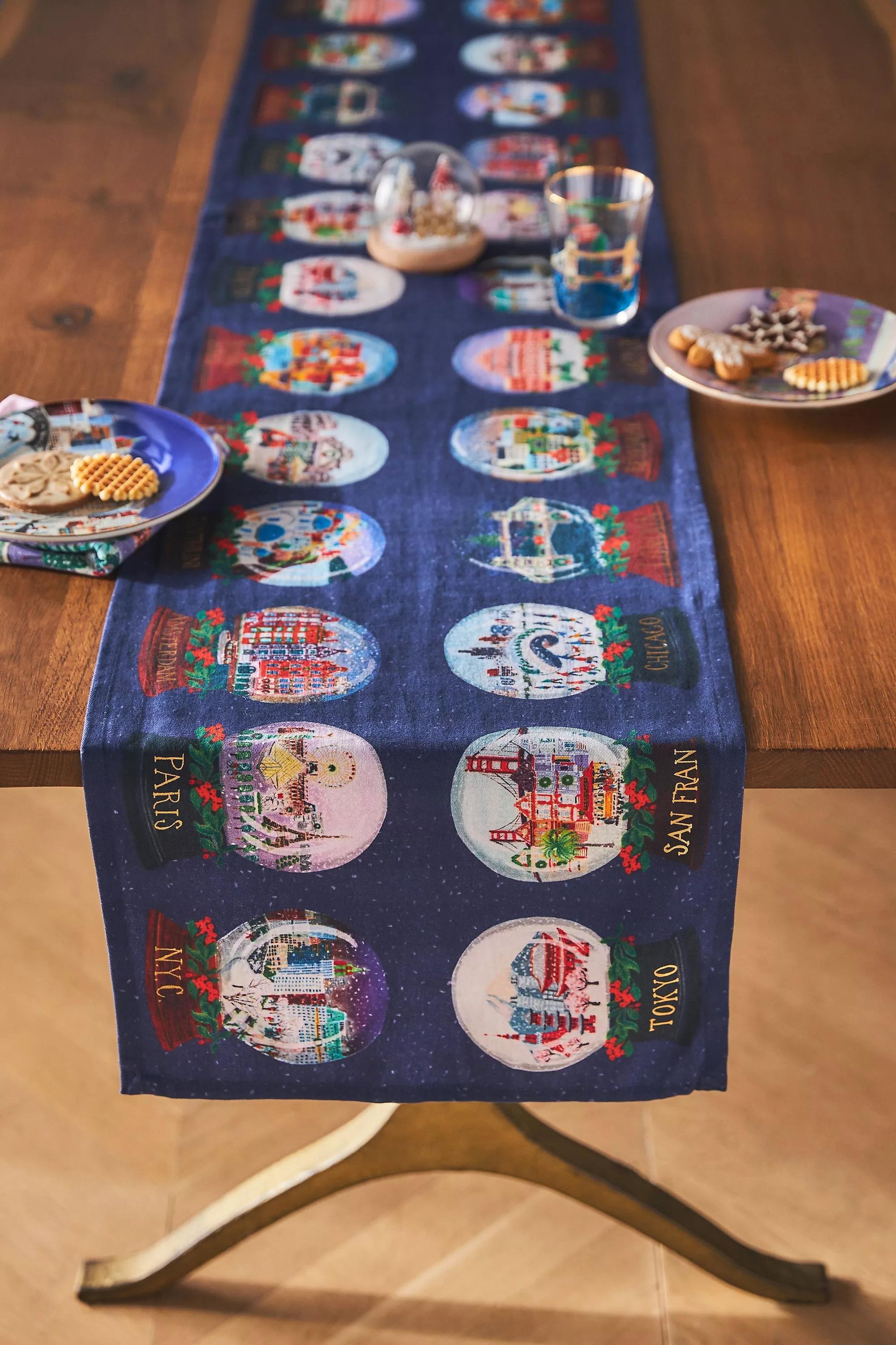 Travel Snow Globes Table Runner, Multicolour, , large image number 0