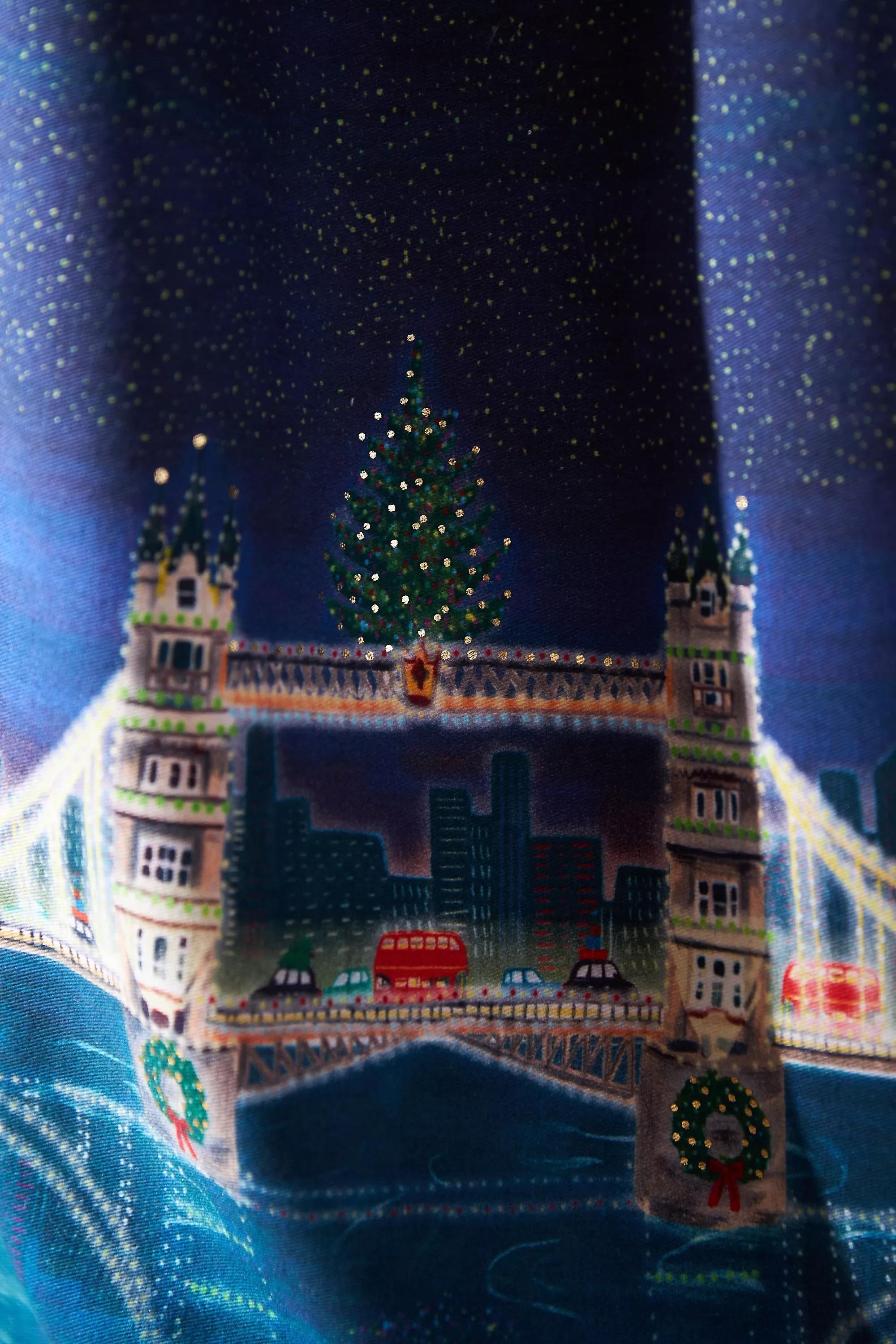 Holiday In The City Dish Towel, Blue, A501_0040, large image number 1