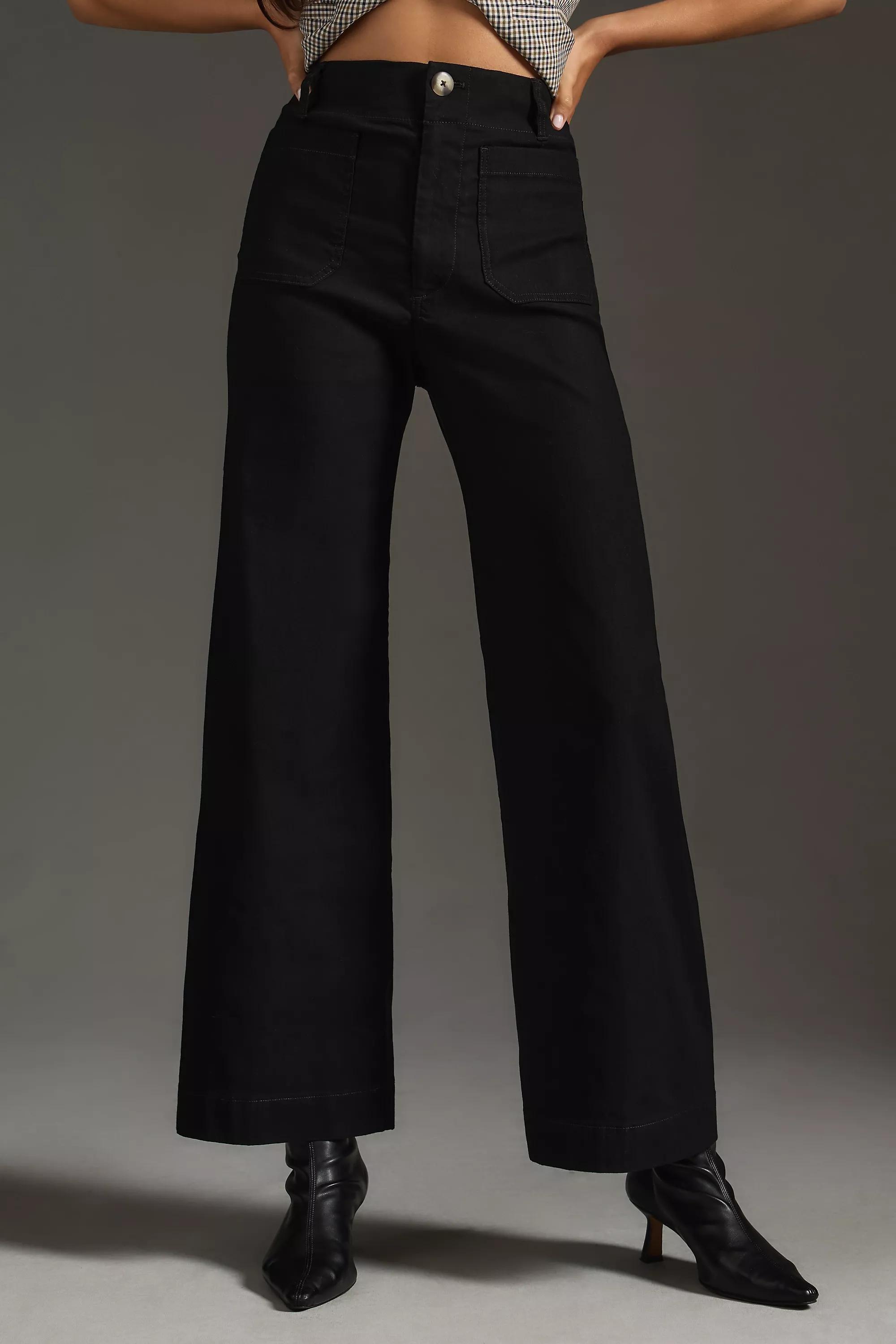 Maeve The Colette Wide-Leg Trousers, Black, Black, large image number 1