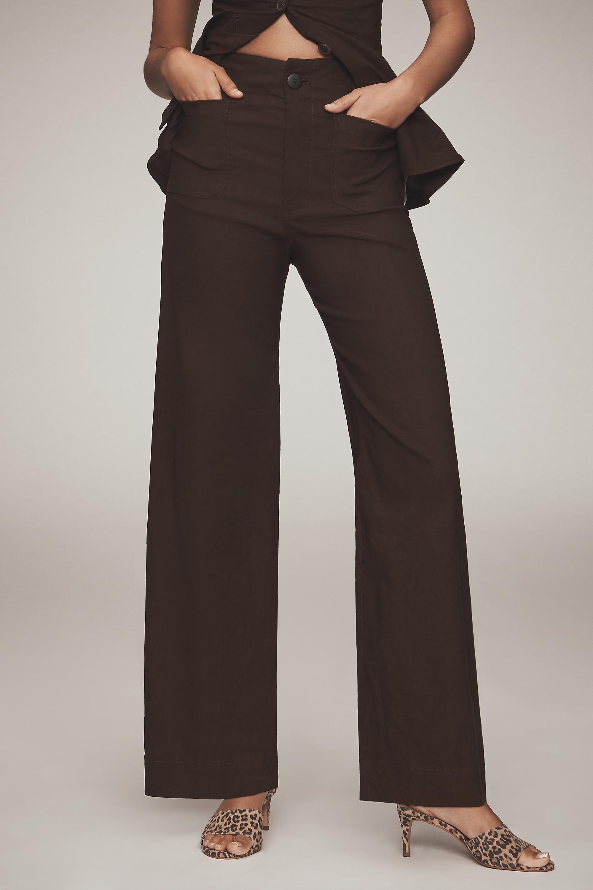 The Colette Wide-Leg Trousers By Maeve, Brown, A501_0029, medium