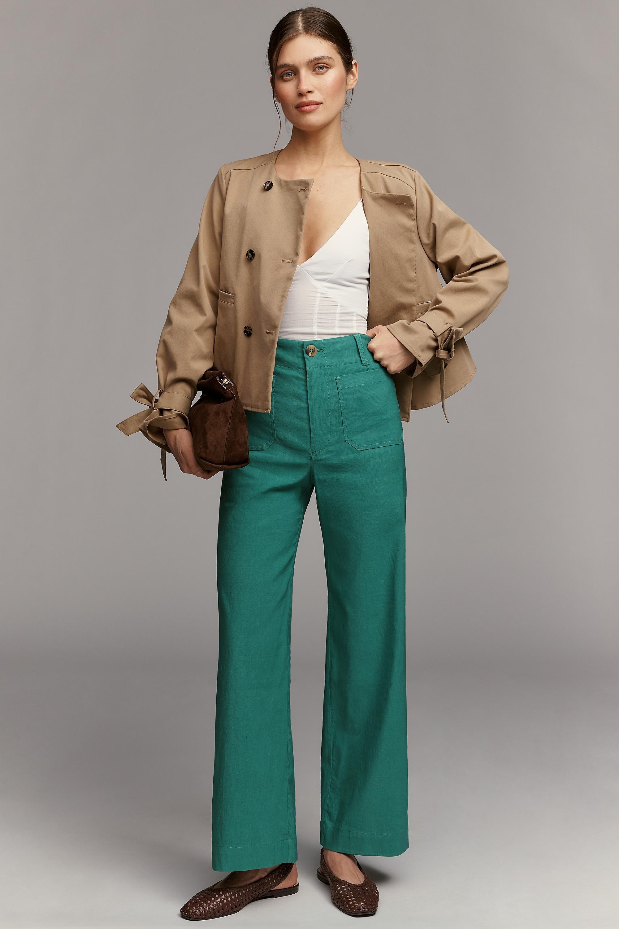 The Colette Full-Length Wide-Leg Pants By Maeve, Green, A501_0033, large image number 0
