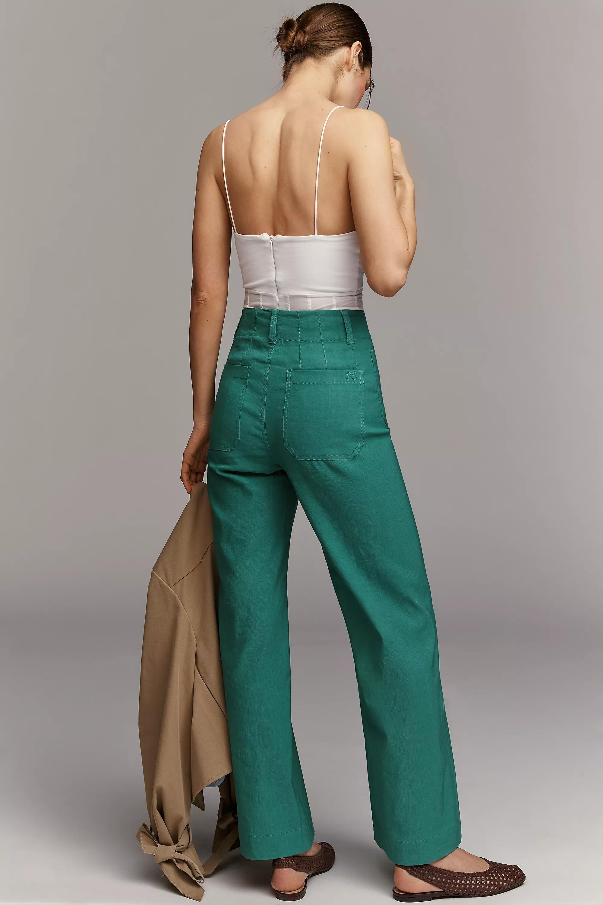 The Colette Full-Length Wide-Leg Pants By Maeve, Green, A501_0033, large image number 2