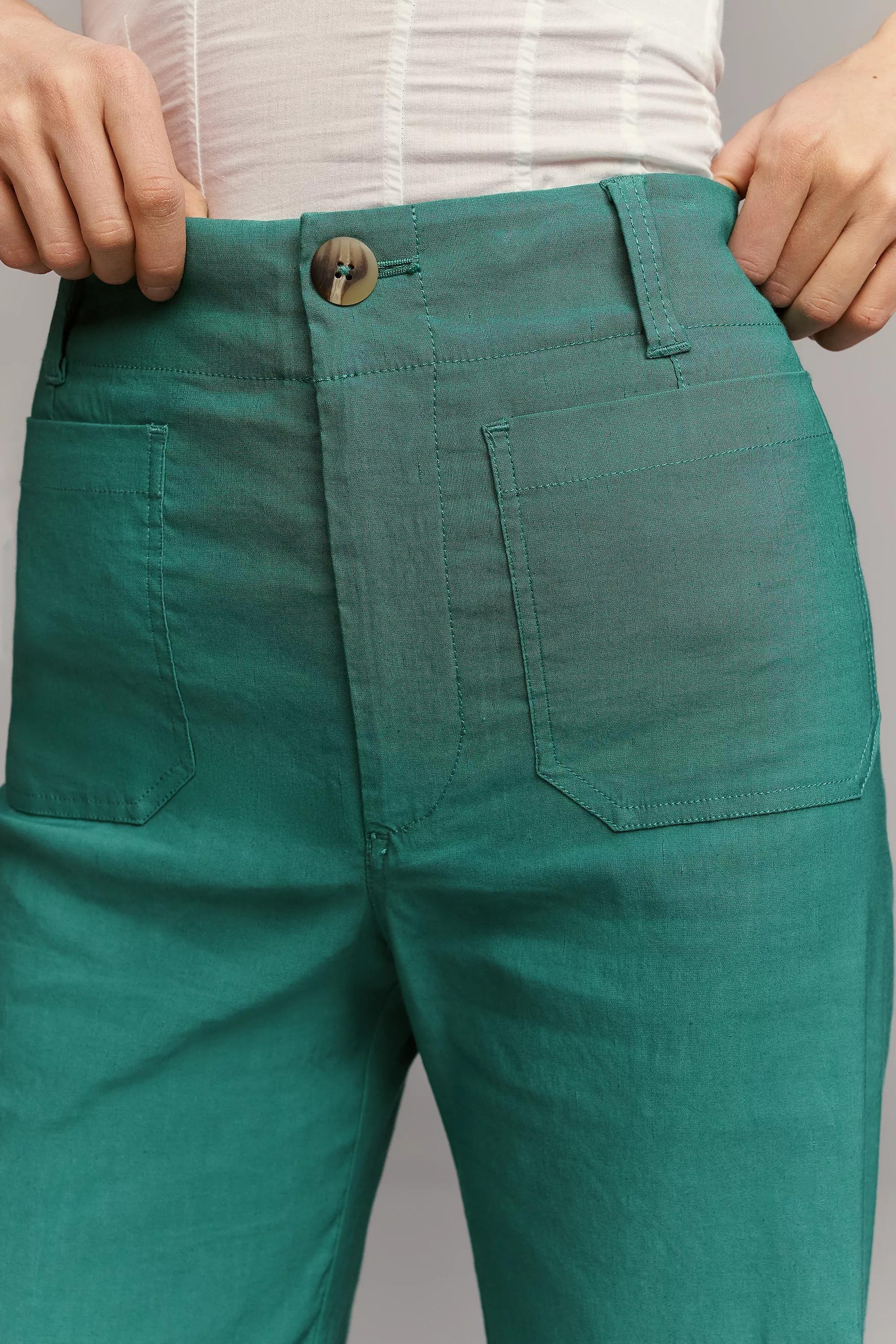 The Colette Full-Length Wide-Leg Pants By Maeve, Green, A501_0033, large image number 3