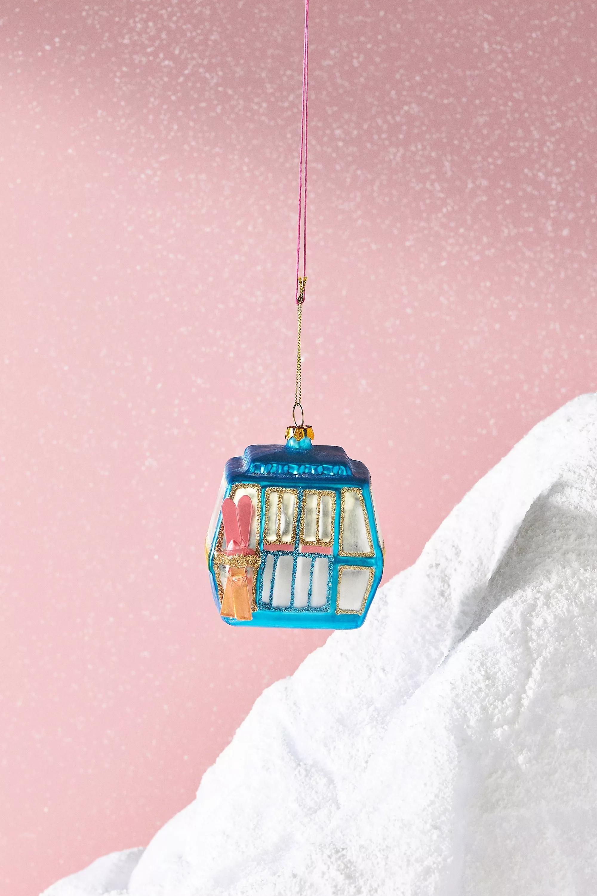 Ski Gondola Glass Christmas Tree Decoration, , large image number 0