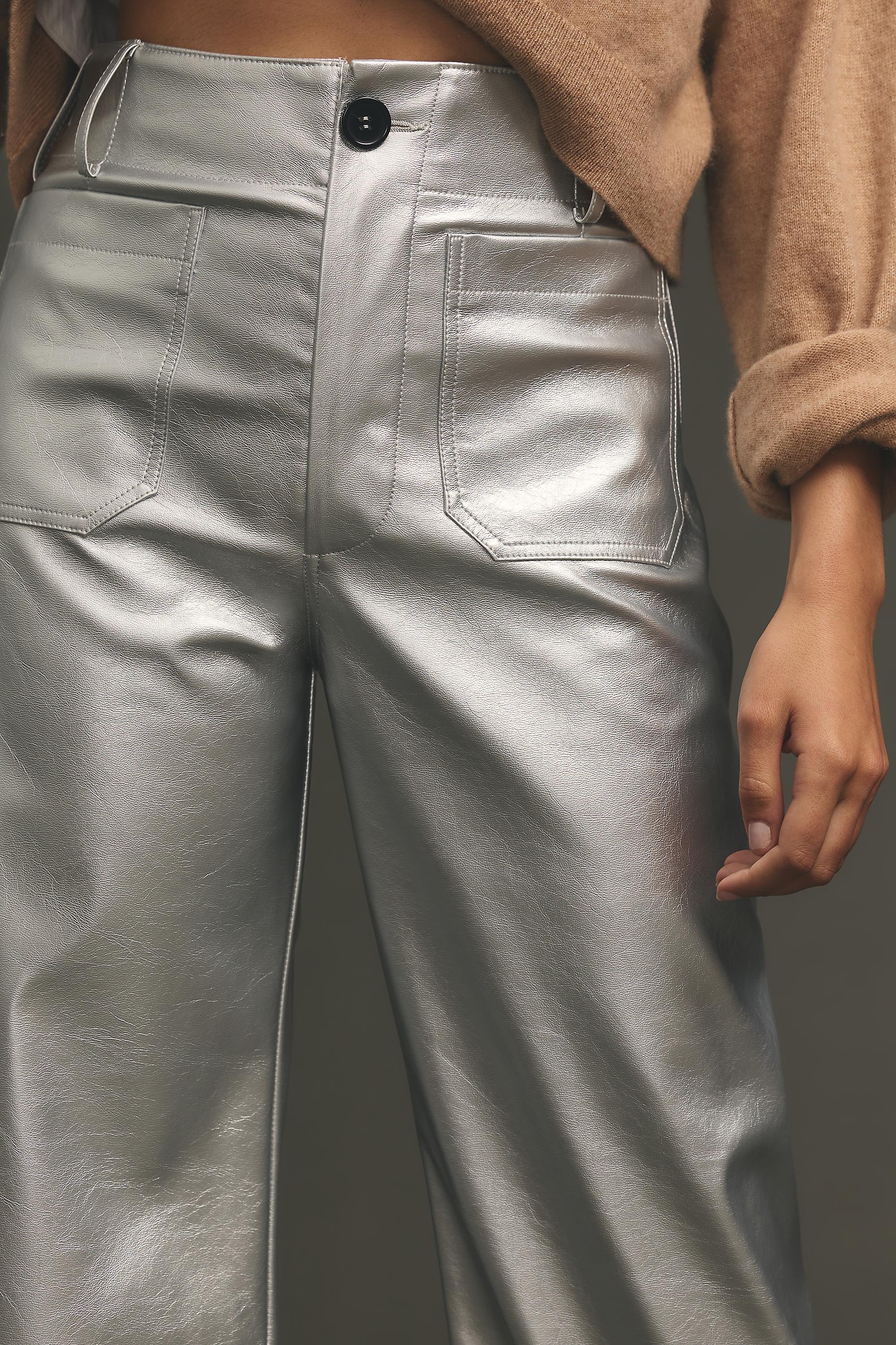 By Maeve The Colette Cropped Wide-Leg Metallic Trousers, Silver, A501_0007, large image number 3