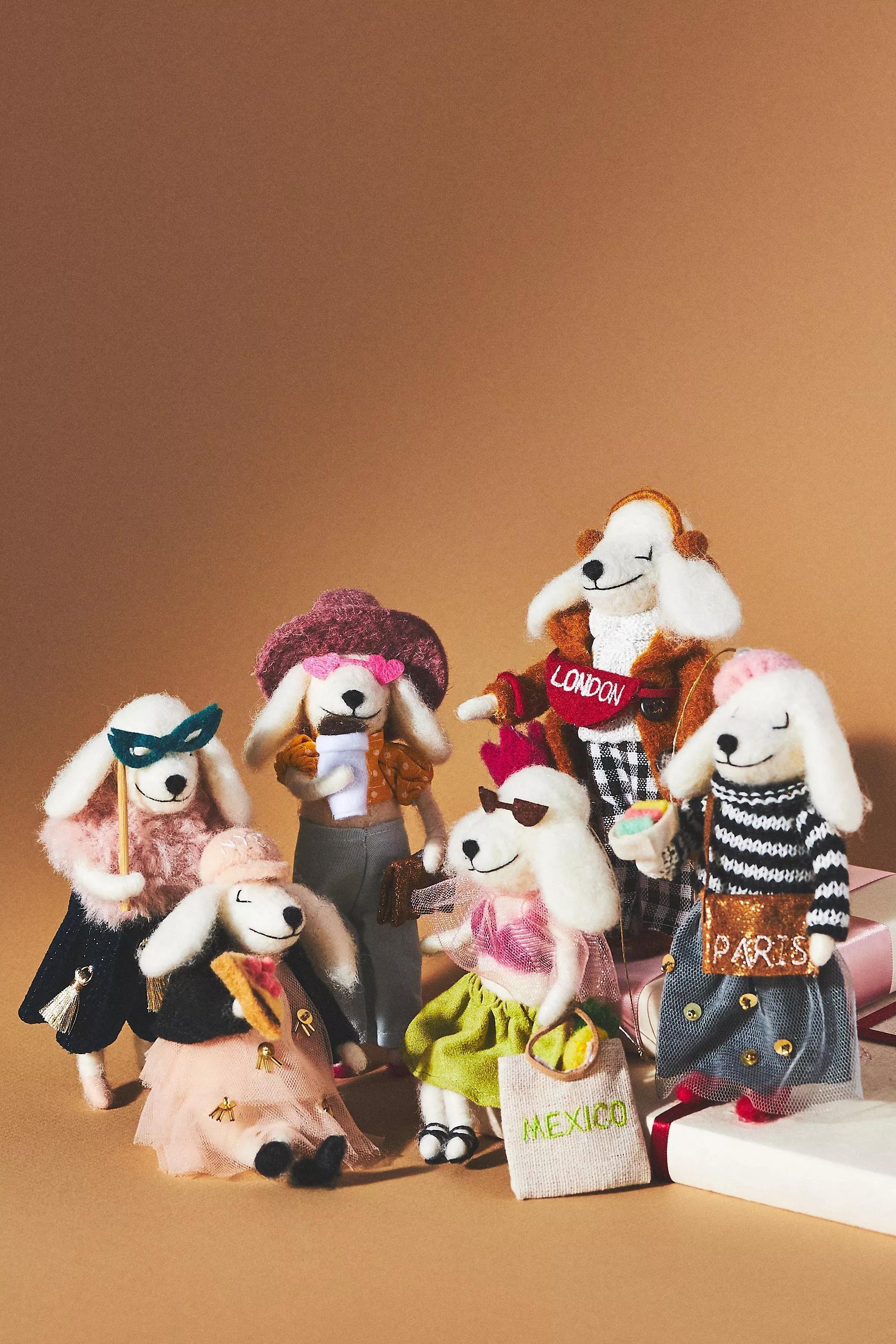 Travel Poodle Felt Ornament, Black, A501_0001, large image number 1