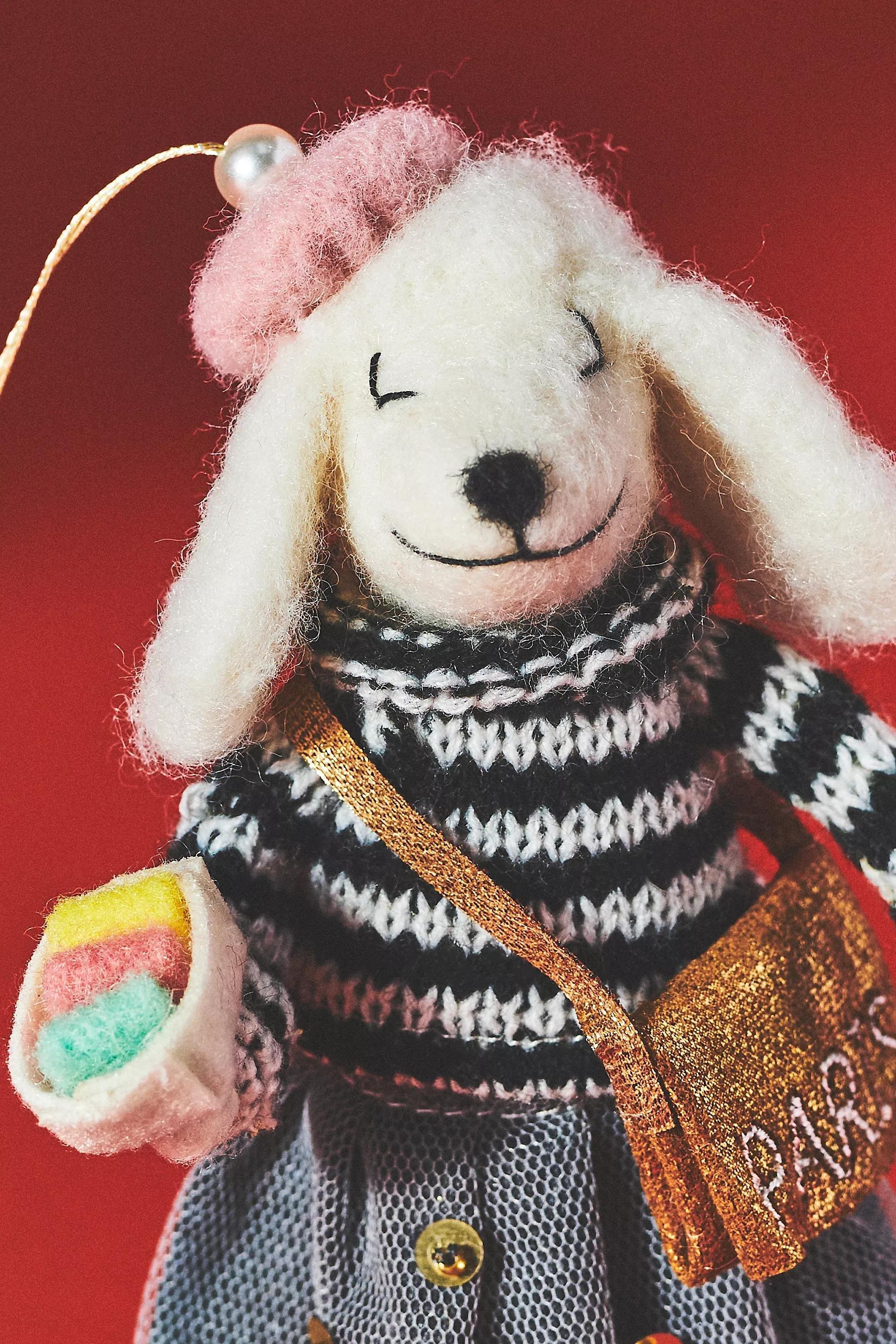 Travel Poodle Felt Ornament, Black, A501_0001, large image number 2