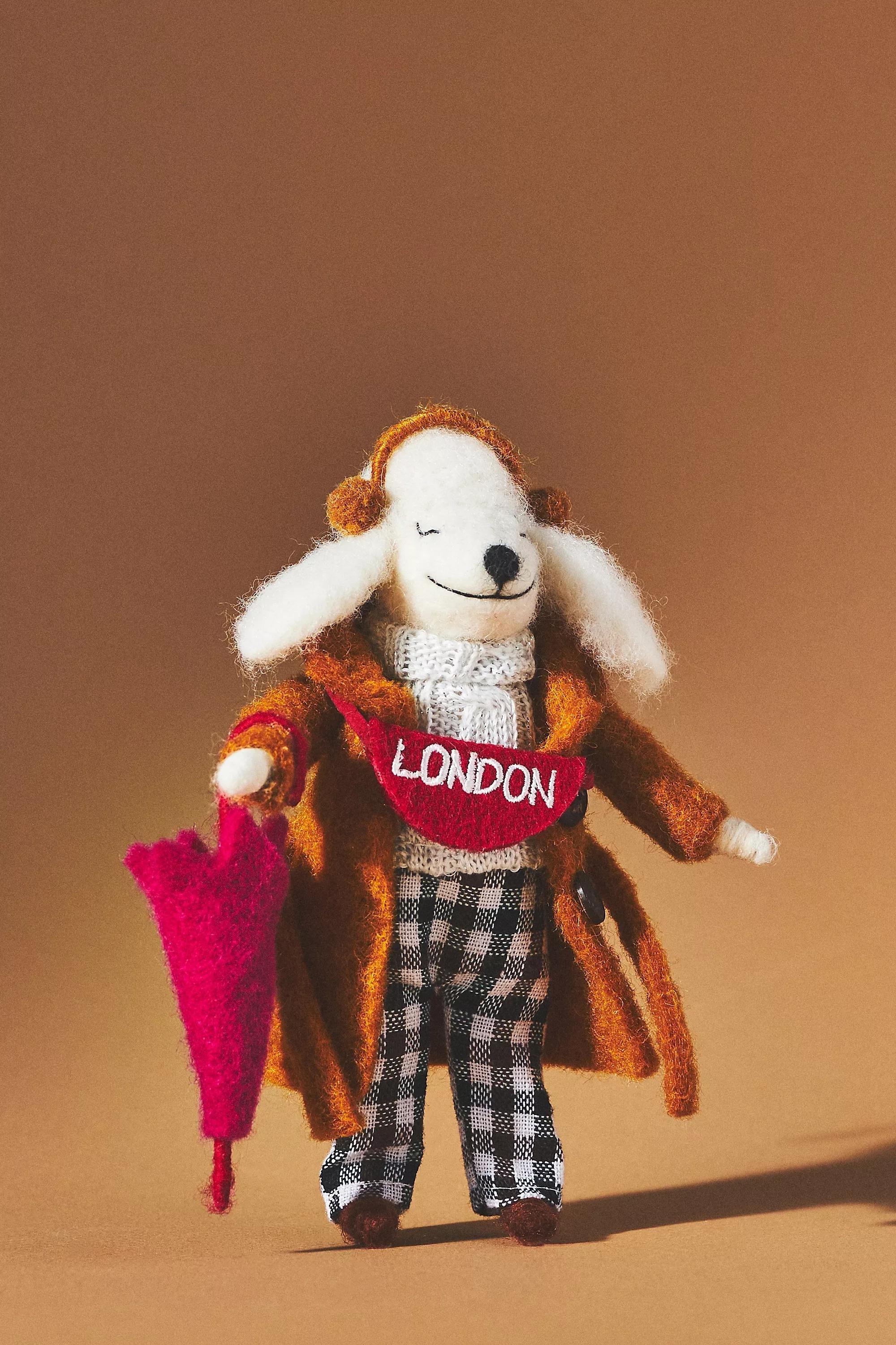 Travel Poodle Felt Ornament, Brown, A501_0020, large image number 0