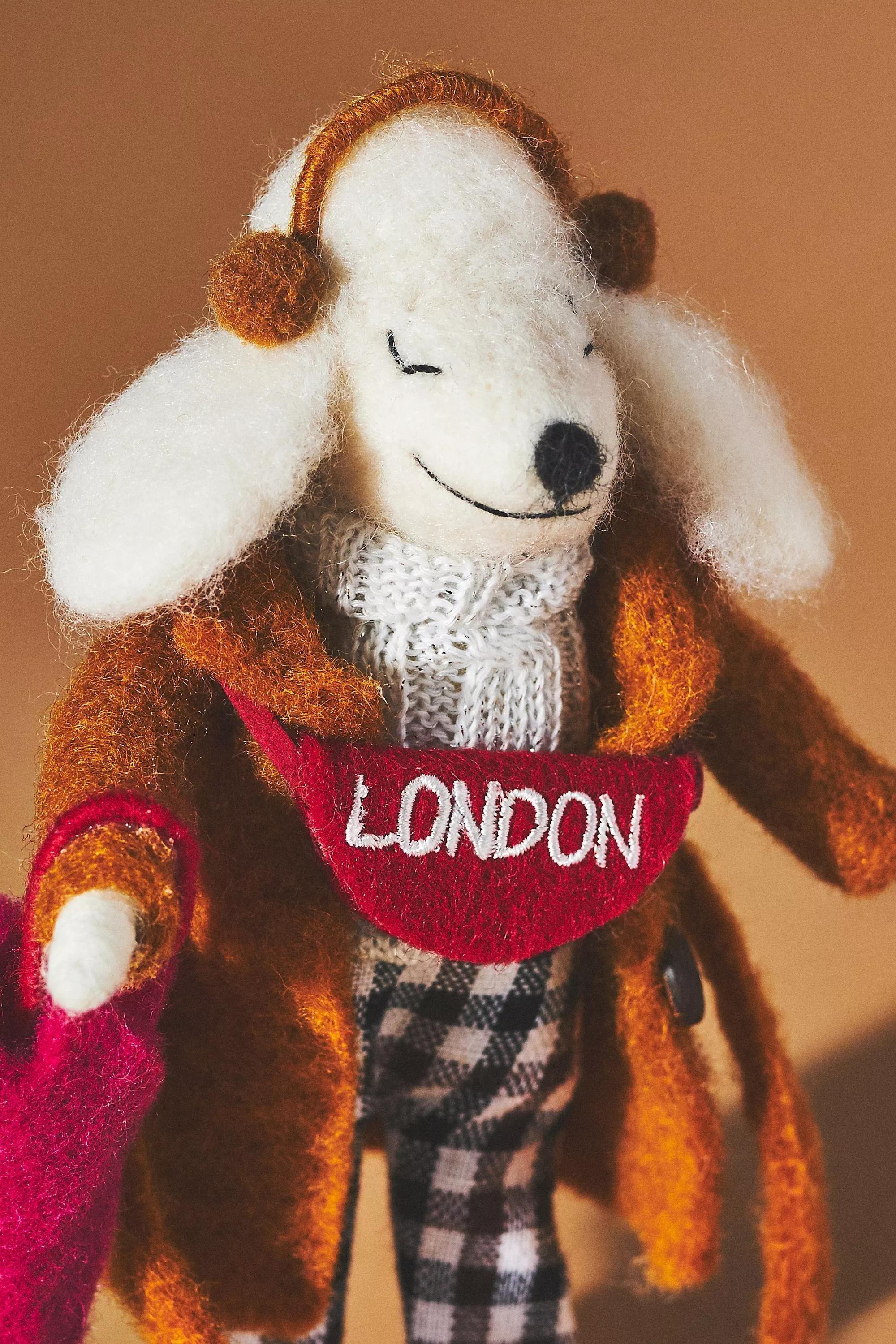 Travel Poodle Felt Ornament, Brown, A501_0020, large image number 2