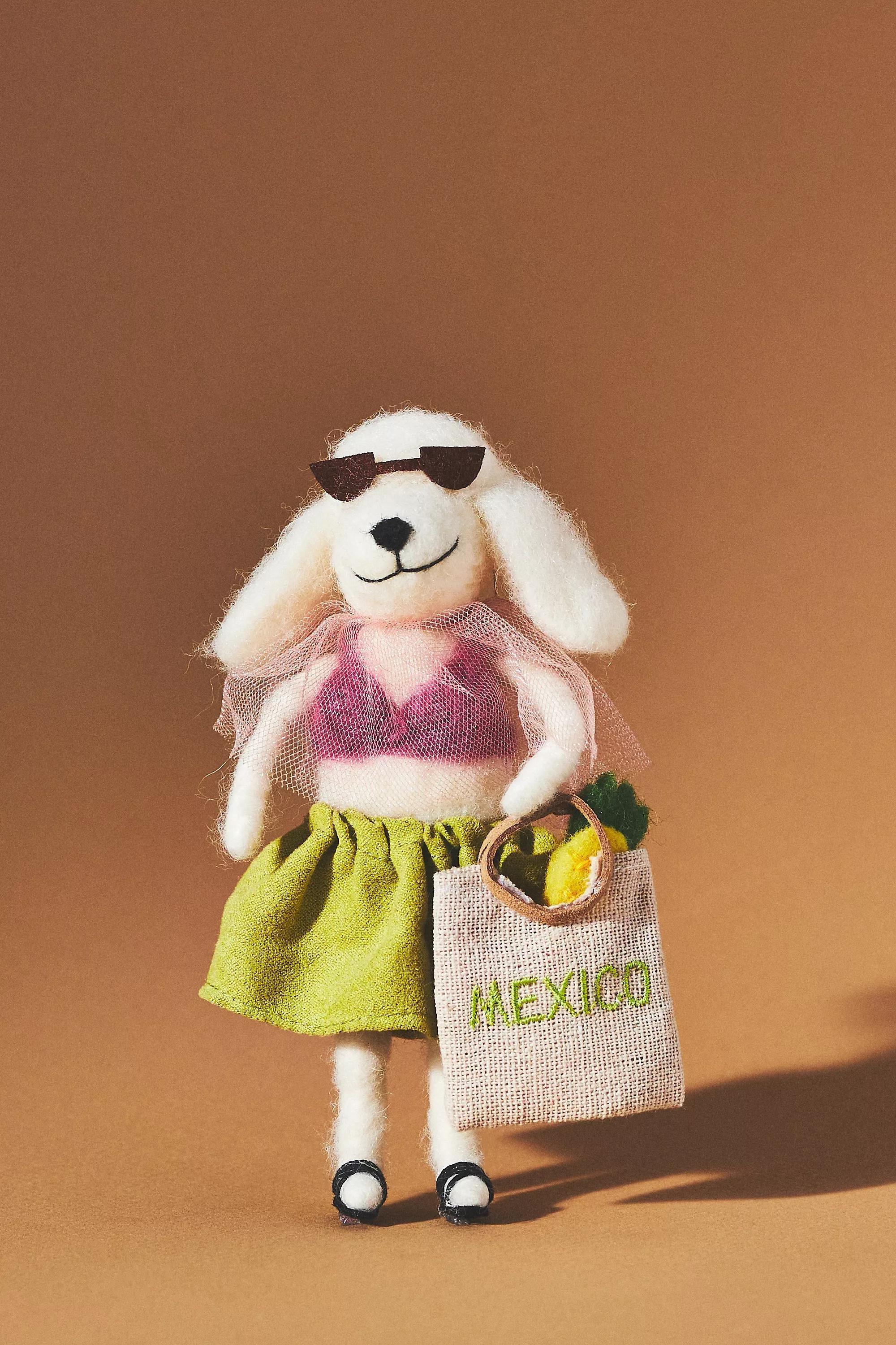 Travel Poodle Felt Ornament, Pink, A501_0066, large image number 0
