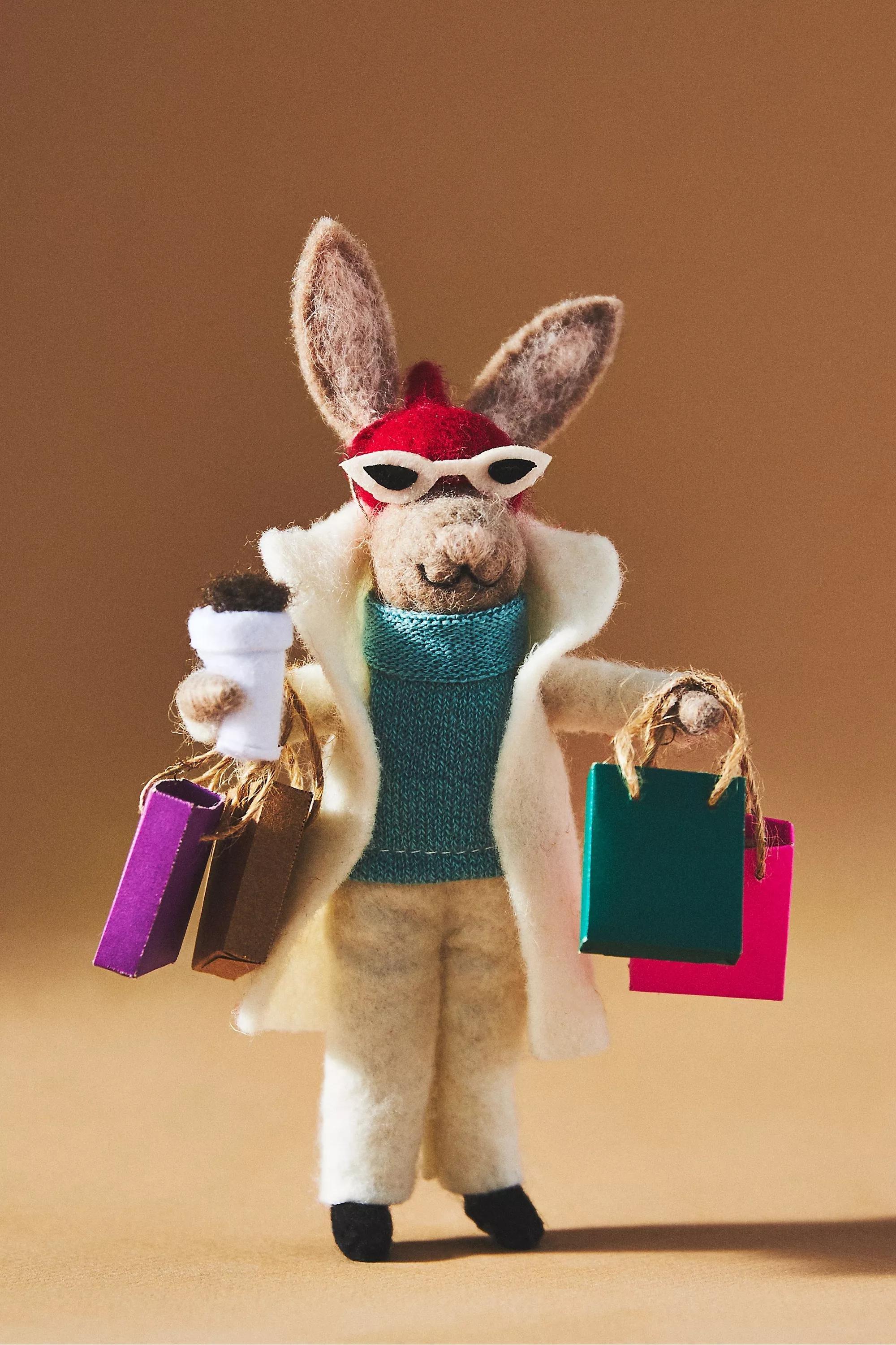 Busy Bunnies Felt Ornament, White, , large image number 0