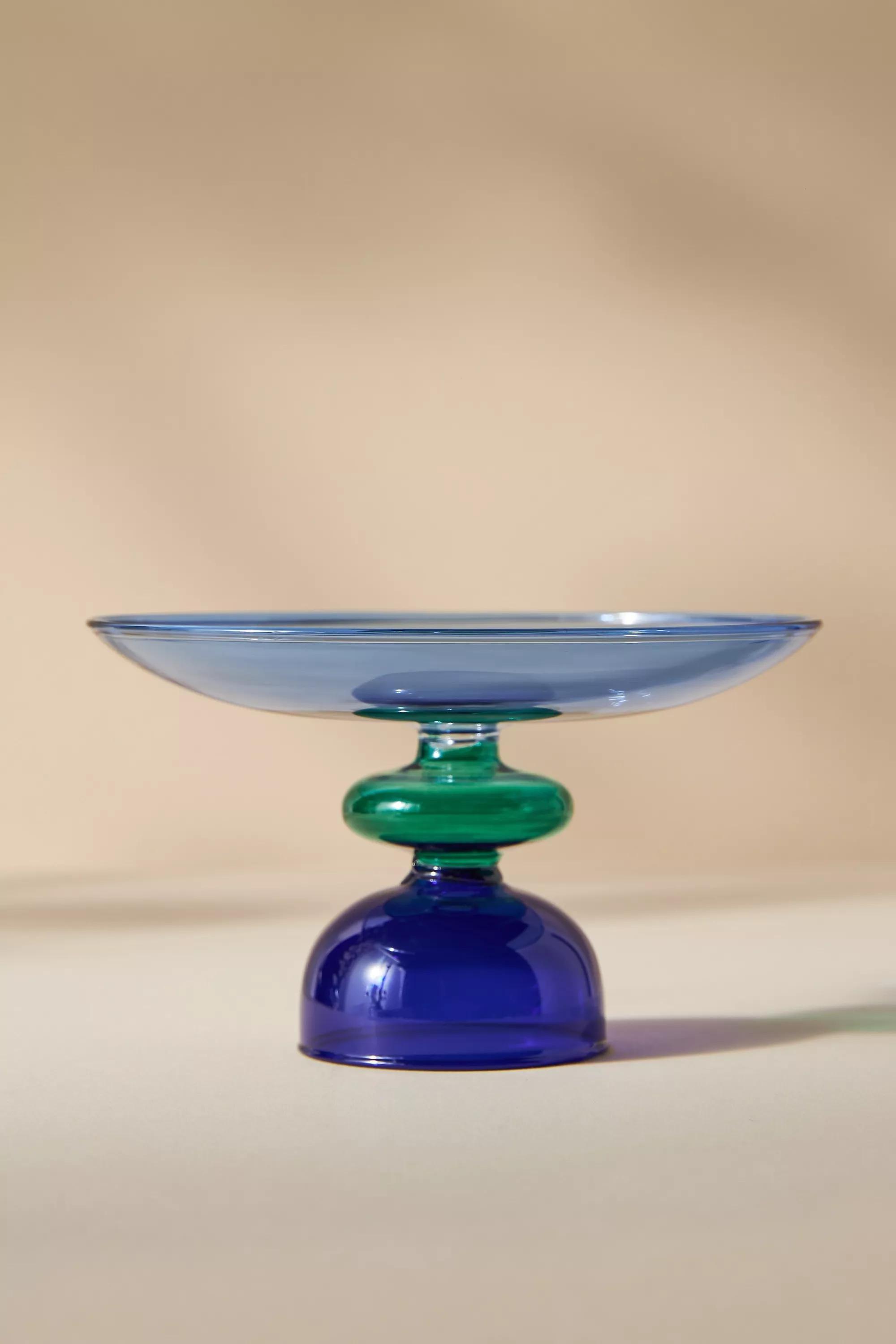 Glass Stemmed Trinket Dish, Blue, A501_0040, large image number 0