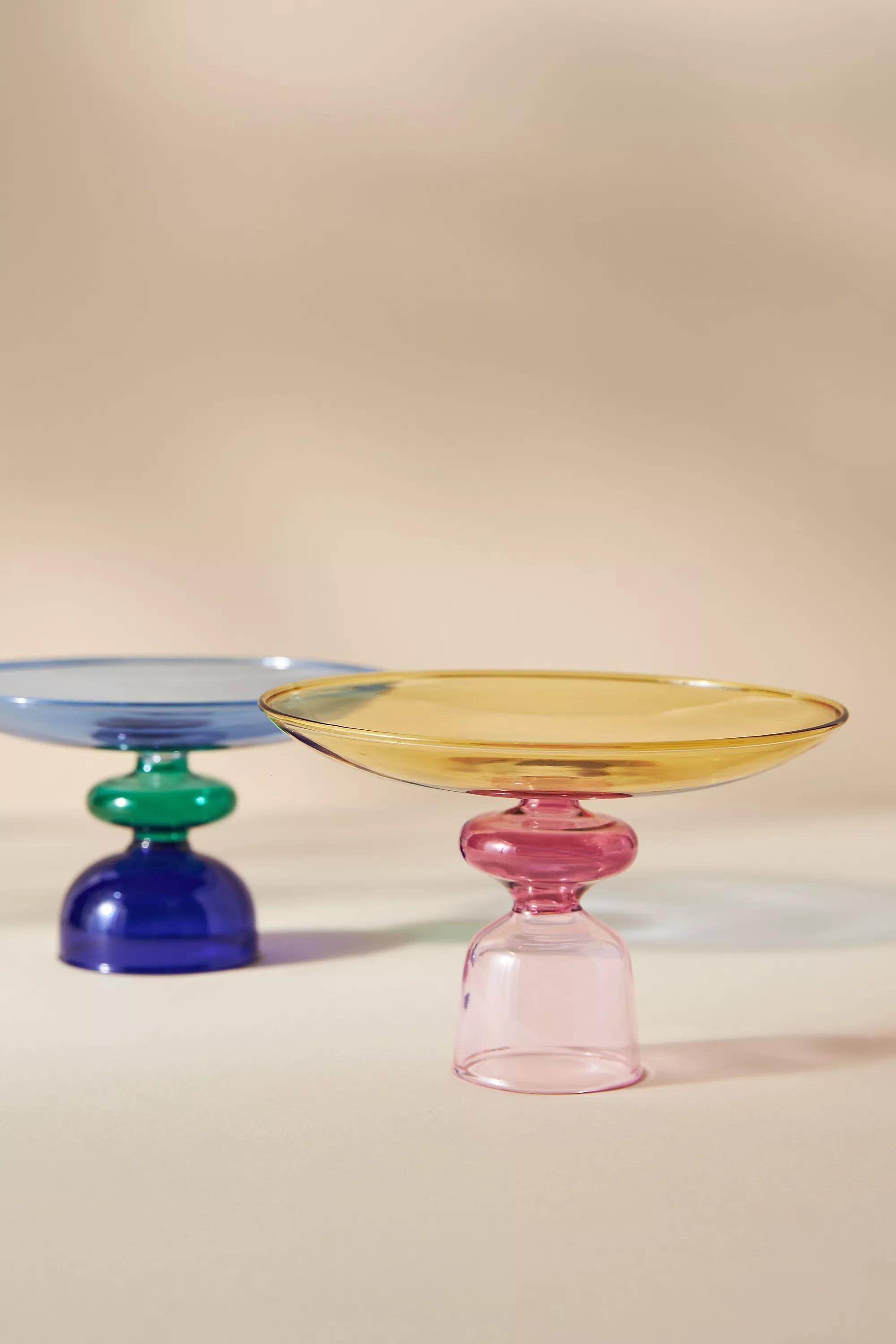 Glass Stemmed Trinket Dish, Blue, A501_0040, large image number 2