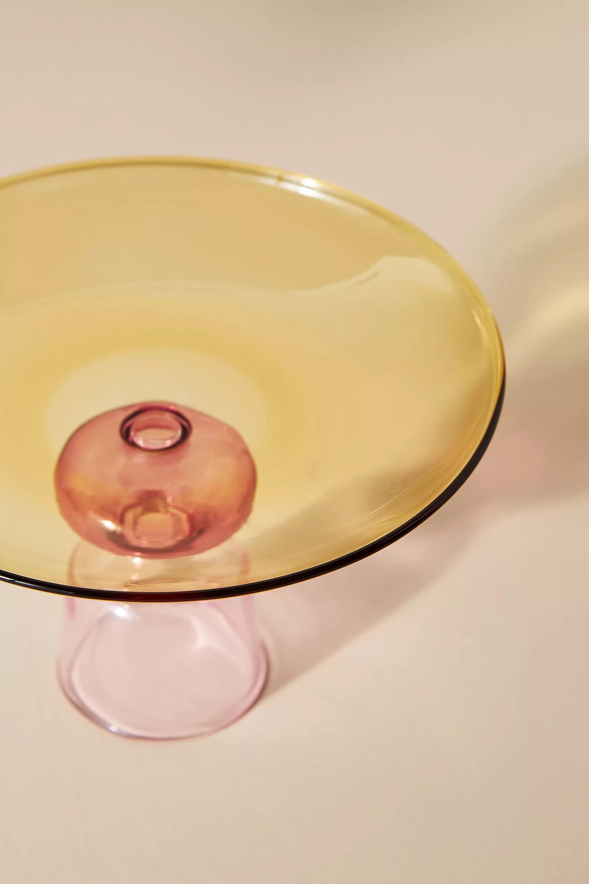 Glass Stemmed Trinket Dish, Pink, A501_0066, large image number 2