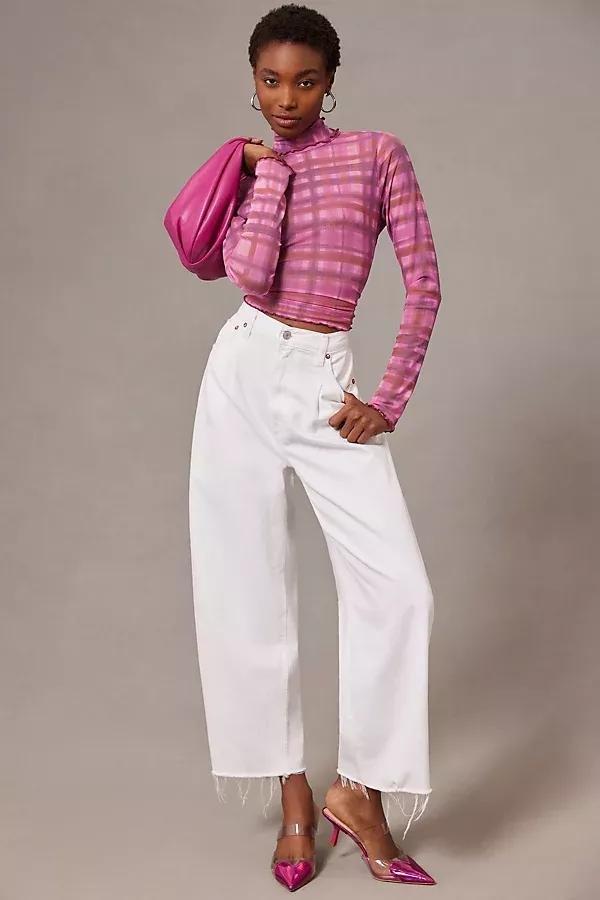 Pilcro Combo Plaid Turtleneck Top, Pink, A501_0266, large image number 0