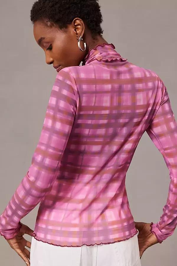 Pilcro Combo Plaid Turtleneck Top, Pink, A501_0266, large image number 9