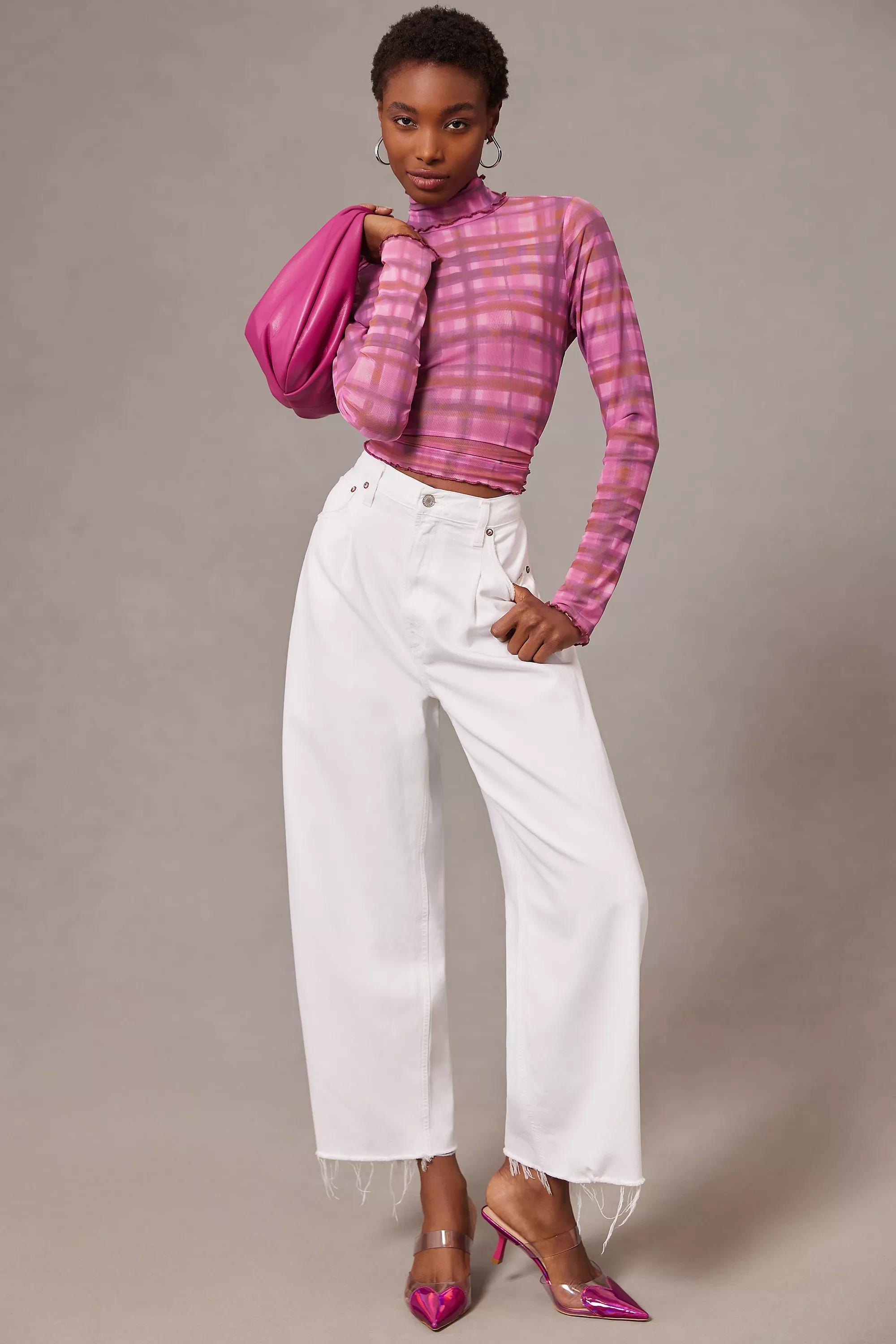 Pilcro Combo Plaid Turtleneck Top, Pink, A501_0266, large image number 10