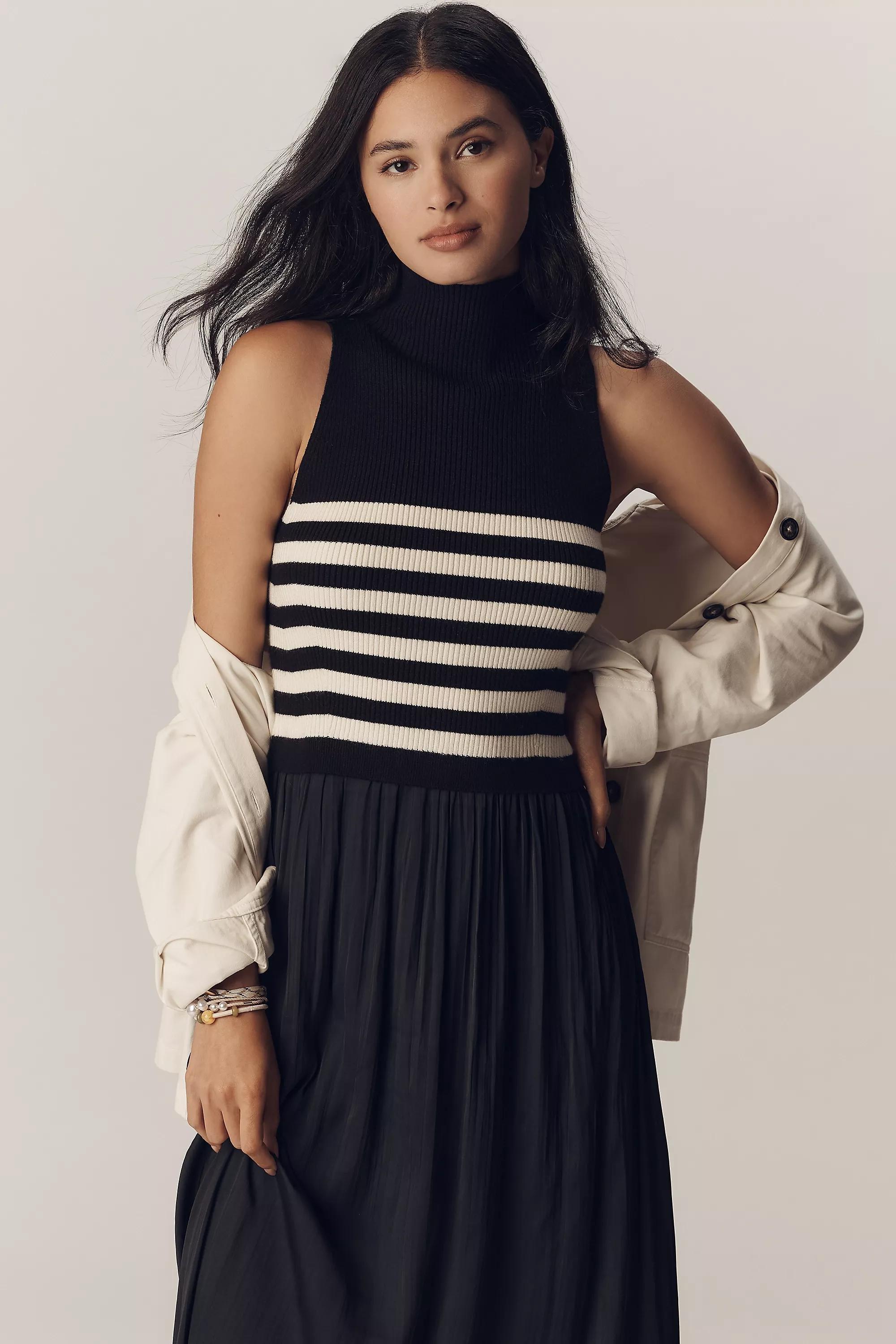 The Thea Mockable Sleeveless Midi Jumper Dress, Multicolour, A501_0018, large image number 3