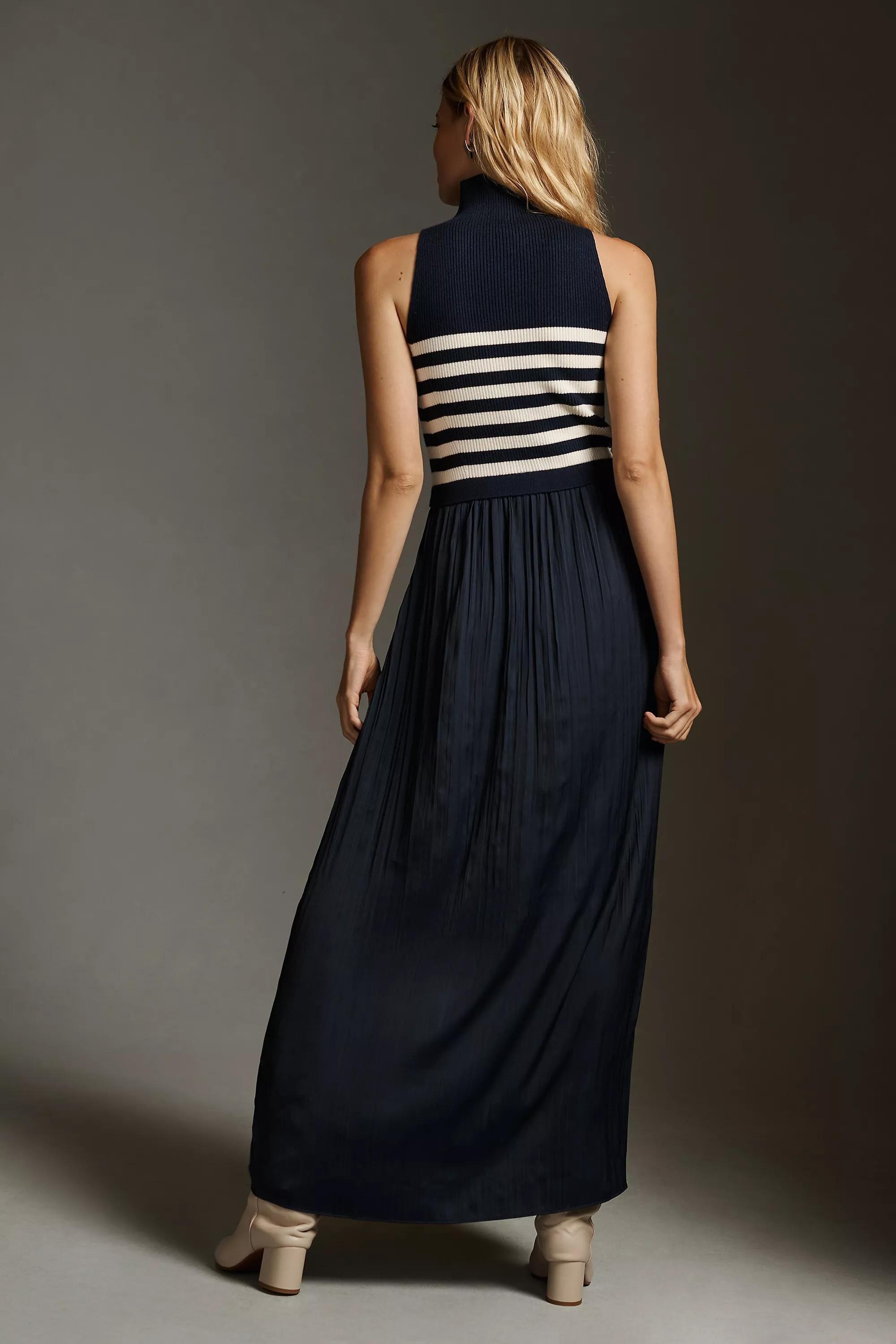 The Thea Mockable Sleeveless Midi Jumper Dress, Navy, A501_0041, large image number 1