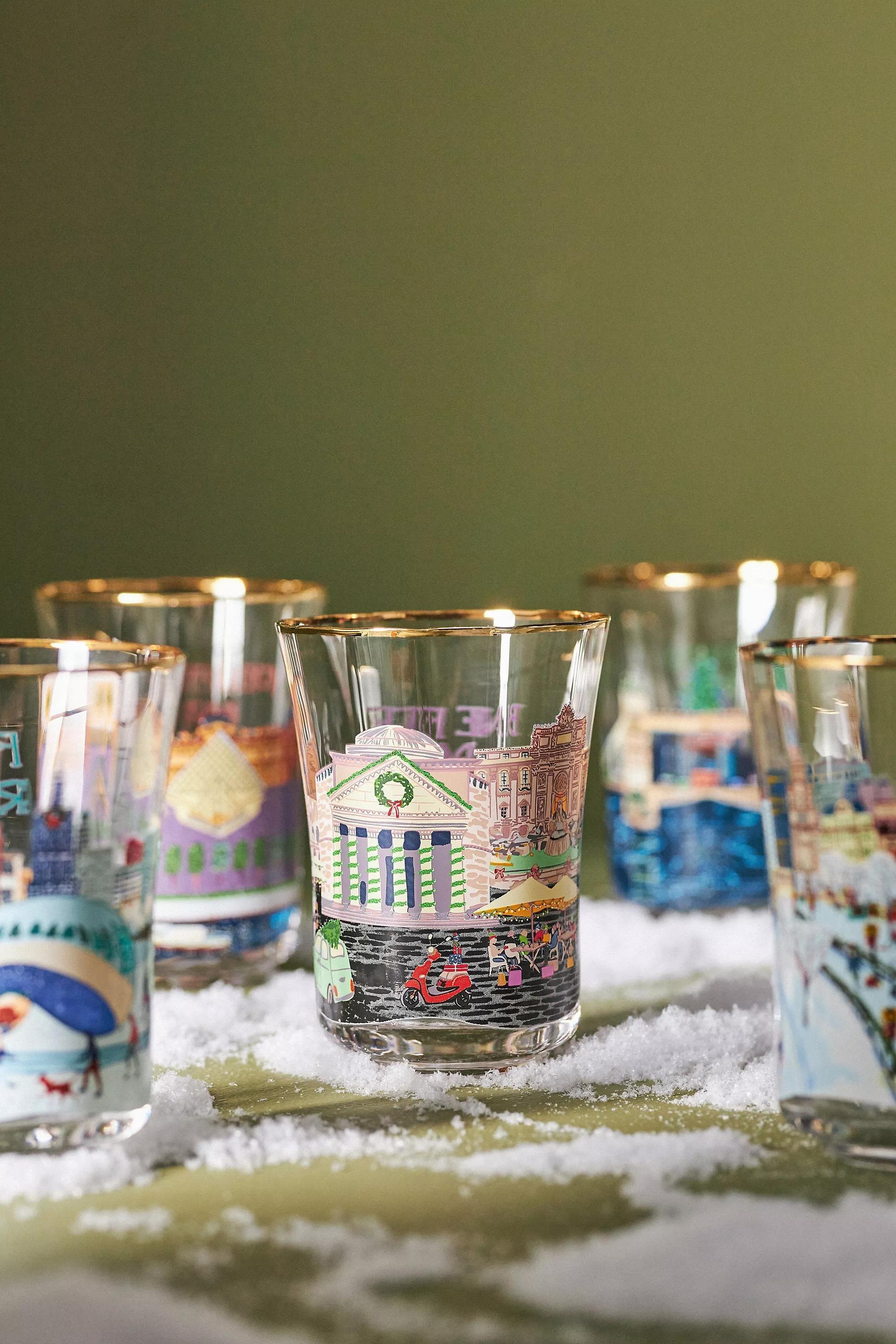 Holiday In The City Juice Glass, Blue, A501_0048, large image number 1