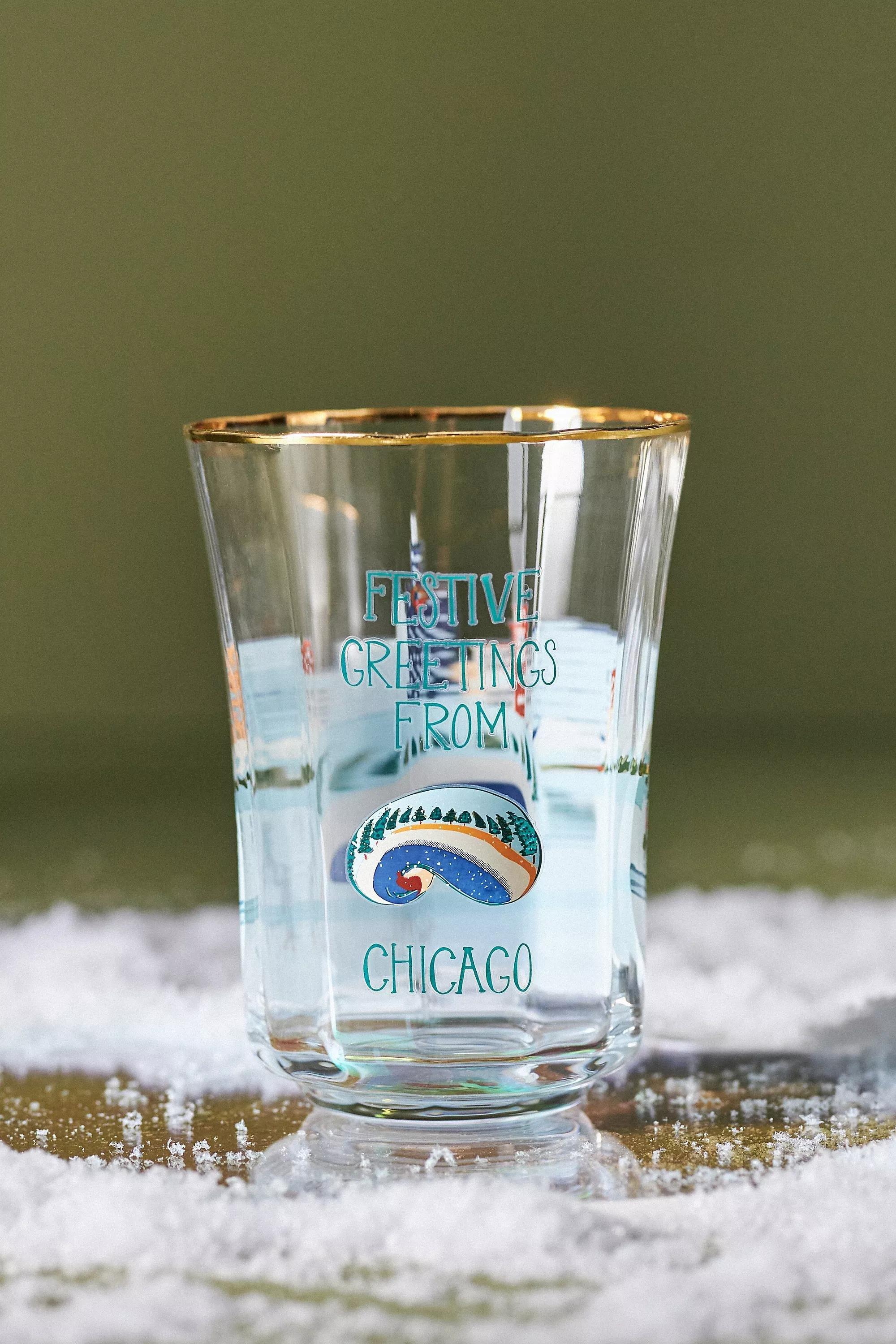 Holiday In The City Juice Glass, Blue, A501_0048, large image number 3