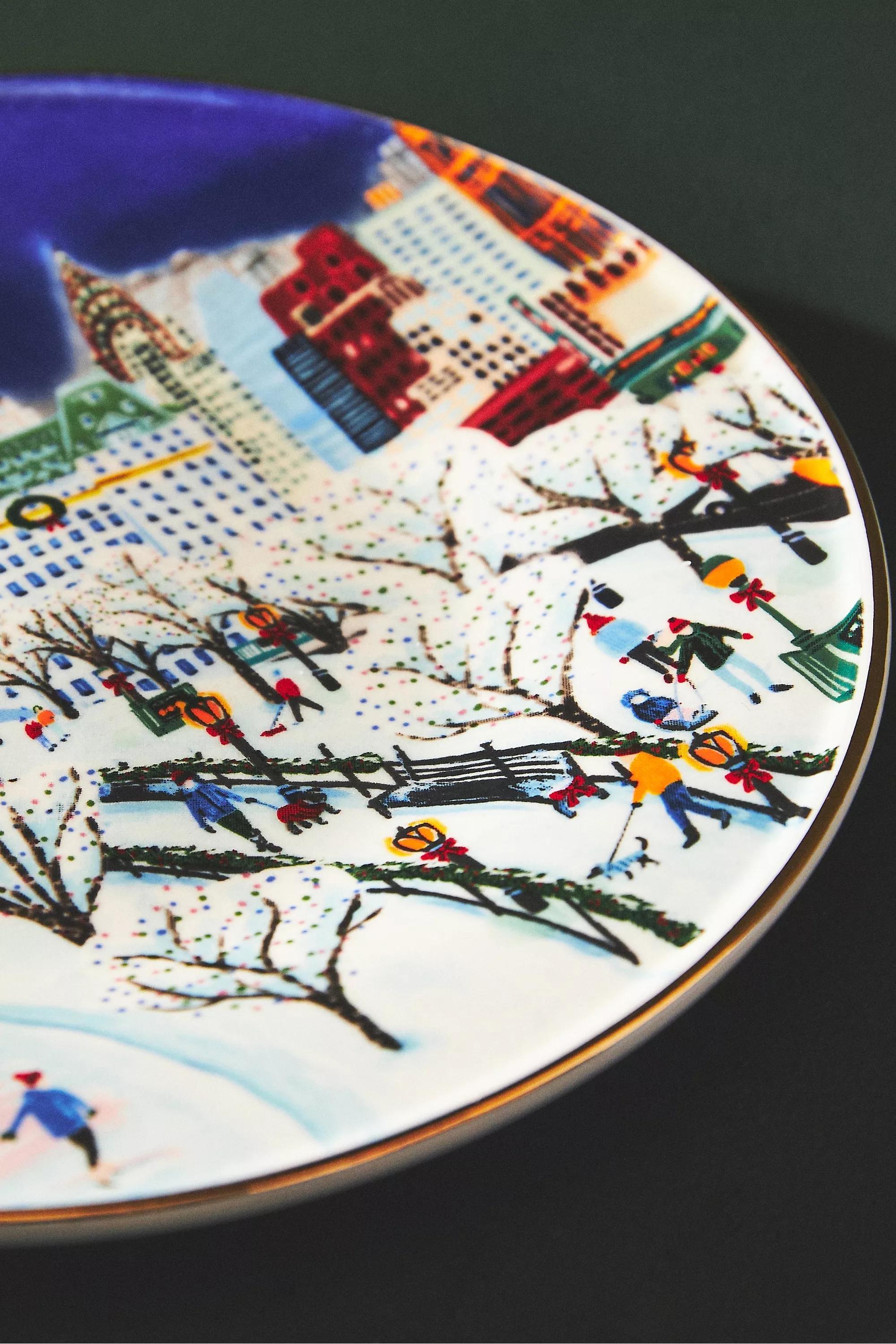 Holiday In The City Dessert Plate, White, A501_0010, large image number 2