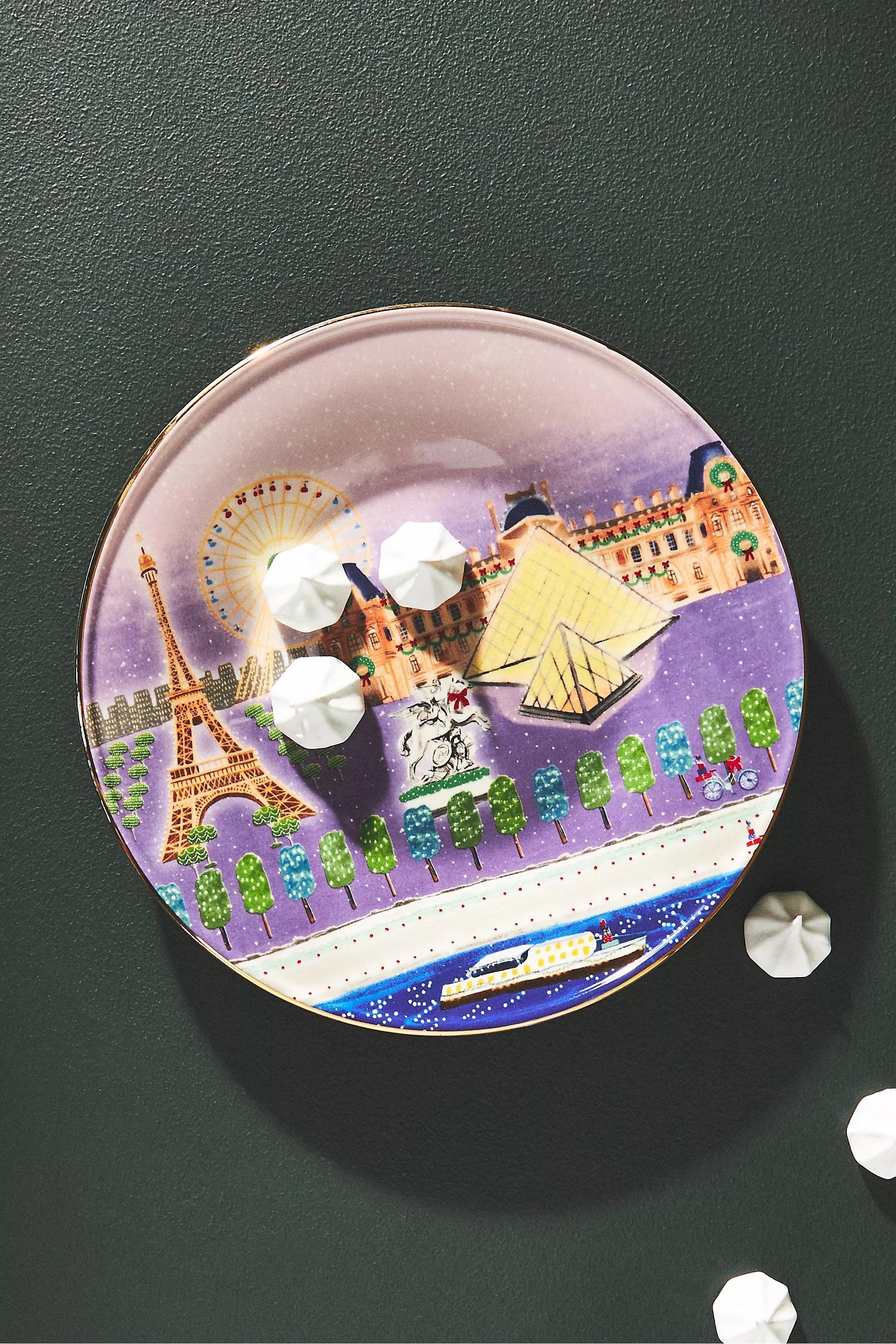 Anthropologie - Holiday In The City Dessert Plate, Purple