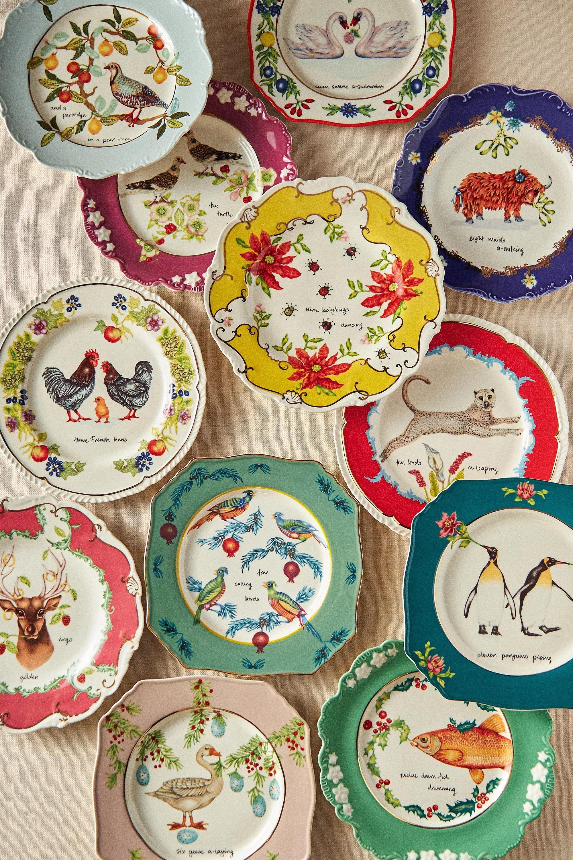 ASSORT Lou Rota Twelve Days of Christmas Dessert Plates, Set of 12, A501_0000, large image number 0